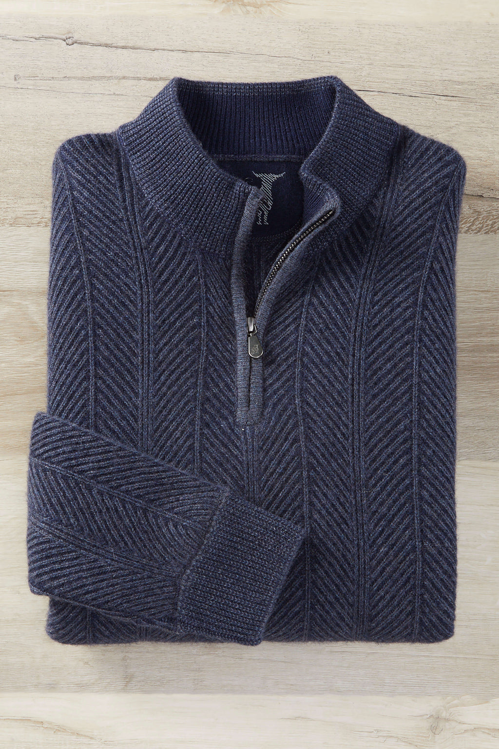 Patrick James Vanise Herringbone 1/4 Zip, Carbon