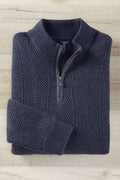 Patrick James Vanise Herringbone 1/4 Zip, Carbon