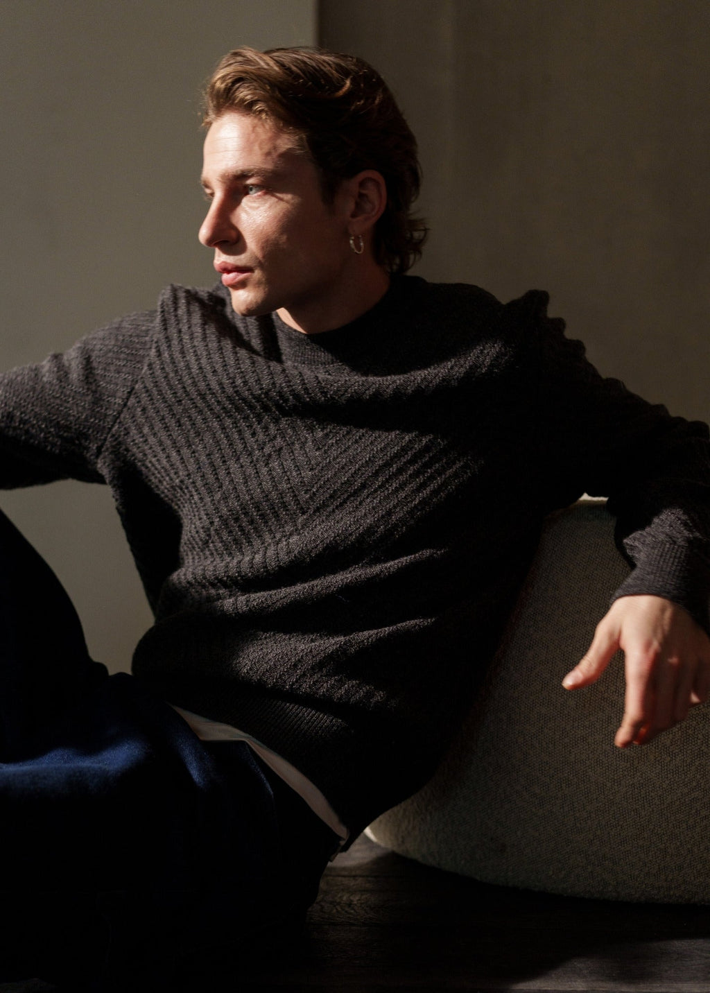 Saint James FLAINE - Textured Wool Sailor Sweater (GRAY)