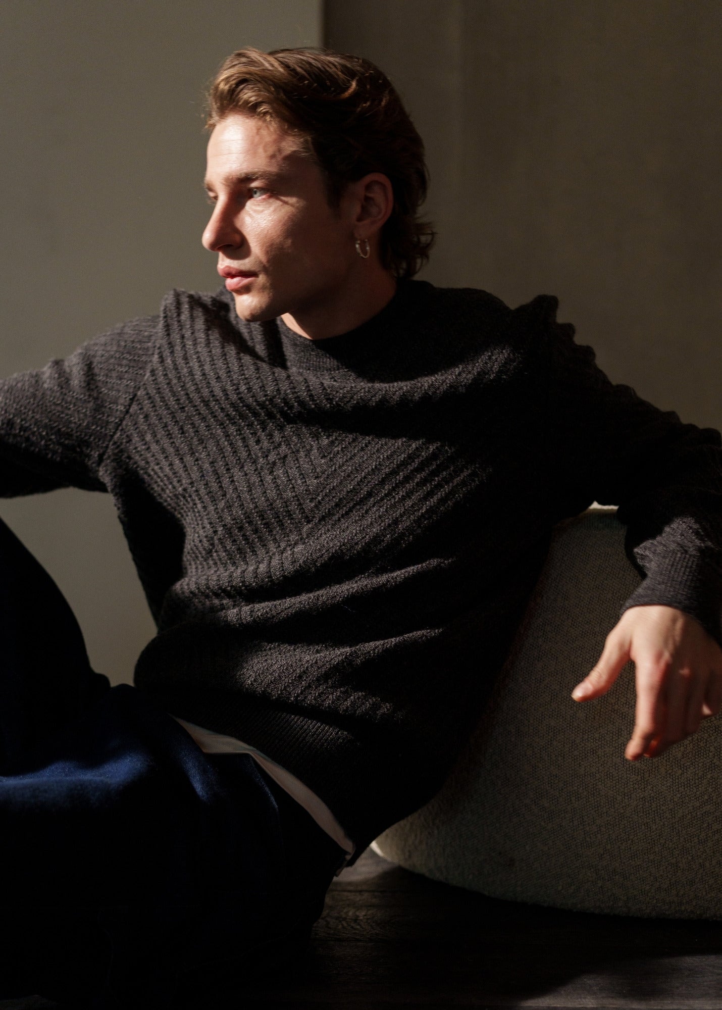 Saint James FLAINE - Textured Wool Sailor Sweater (GRAY)