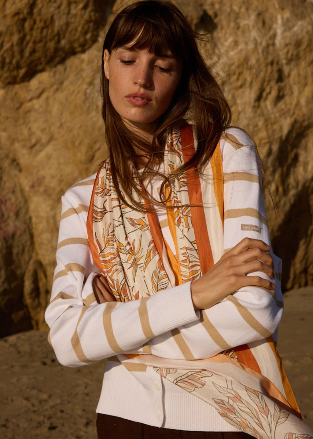 Saint James Interwoven Earth Floral Silk Long Scarf (INTERWOVEN EARTH)