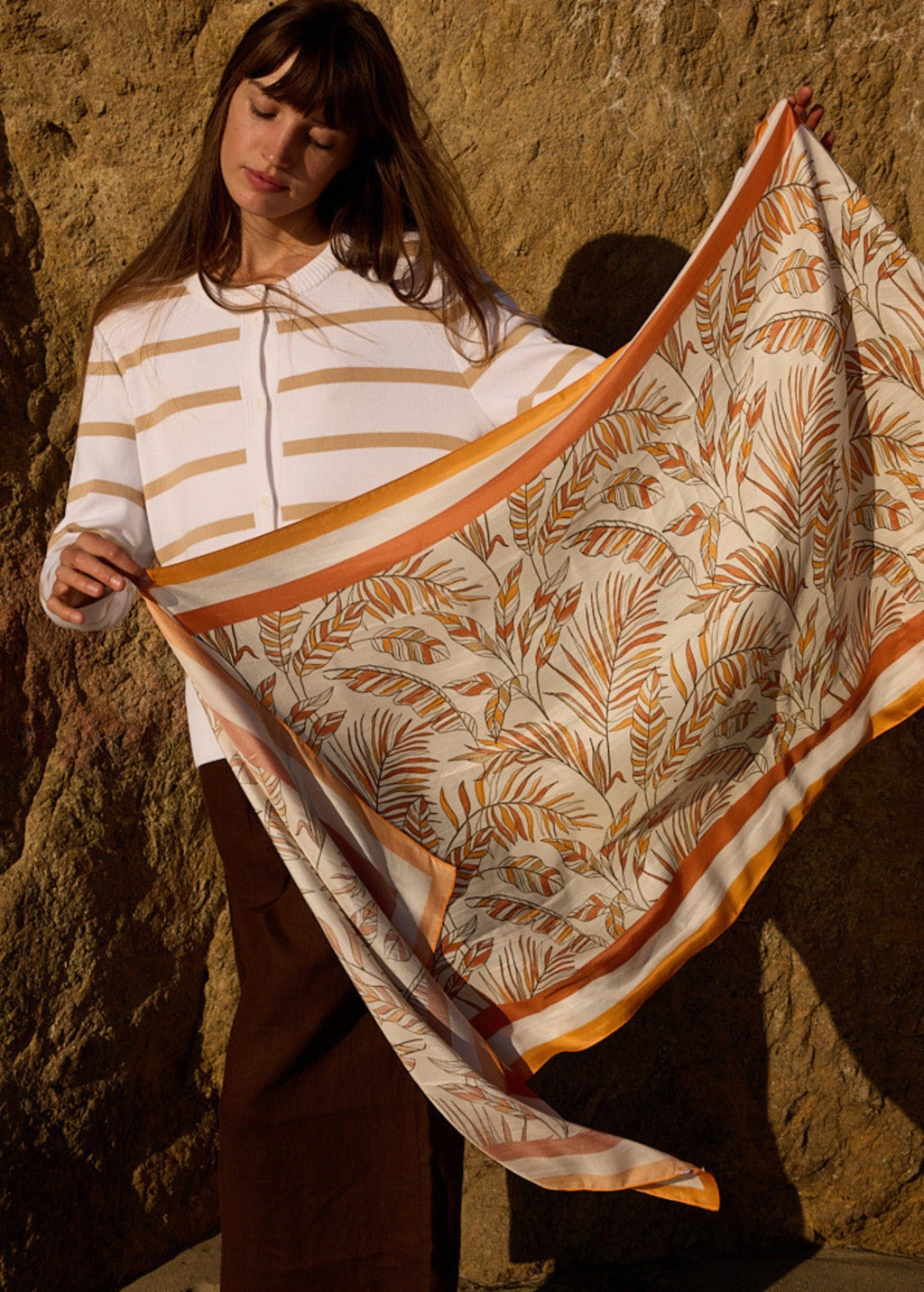 Saint James Interwoven Earth Floral Silk Long Scarf (INTERWOVEN EARTH)