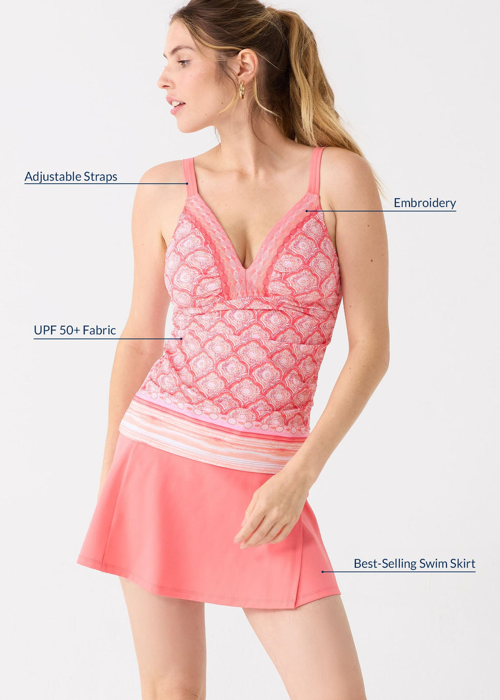 Cabana Life Amelia Island Embroidered Tankini Top