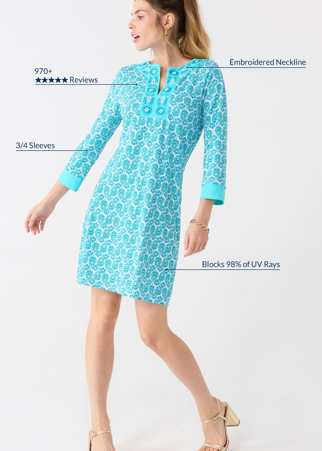 Cabana Life Rosemary Beach Embroidered Tunic Dress