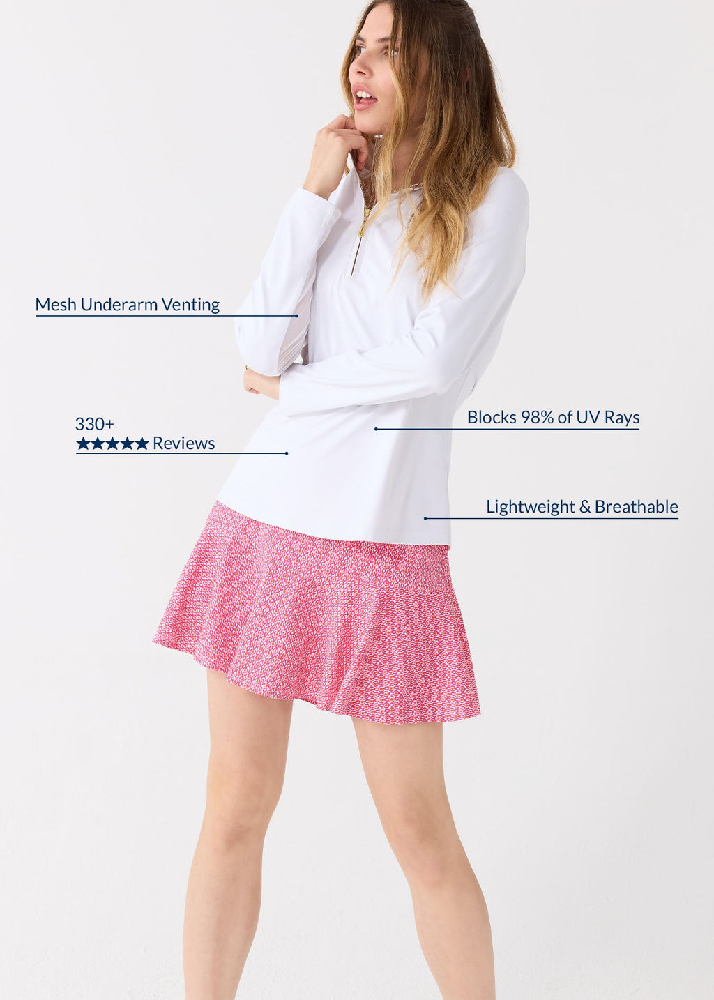 Cabana Life 1/4 Zip Sport Top, White