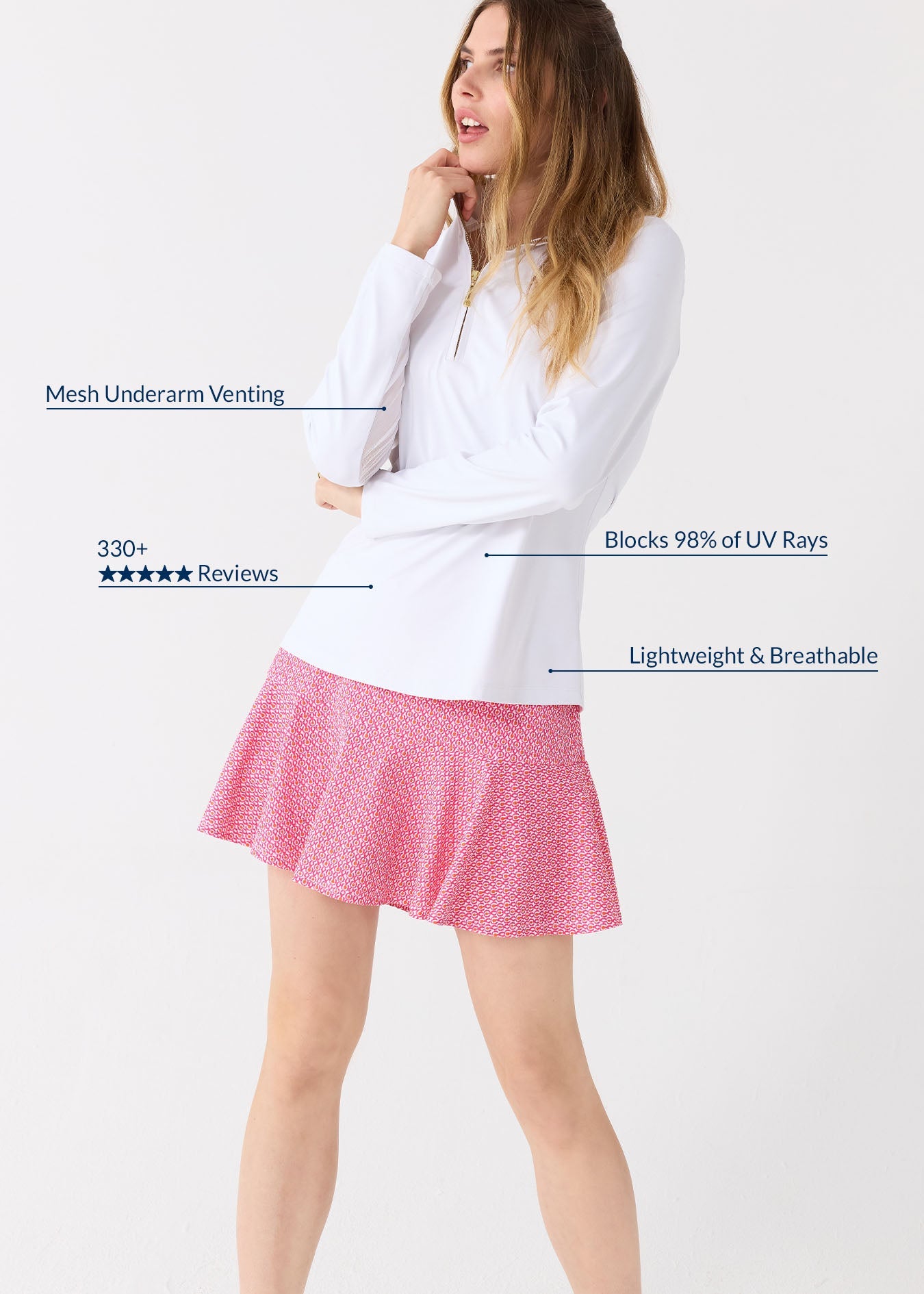 Cabana Life 1/4 Zip Sport Top, White