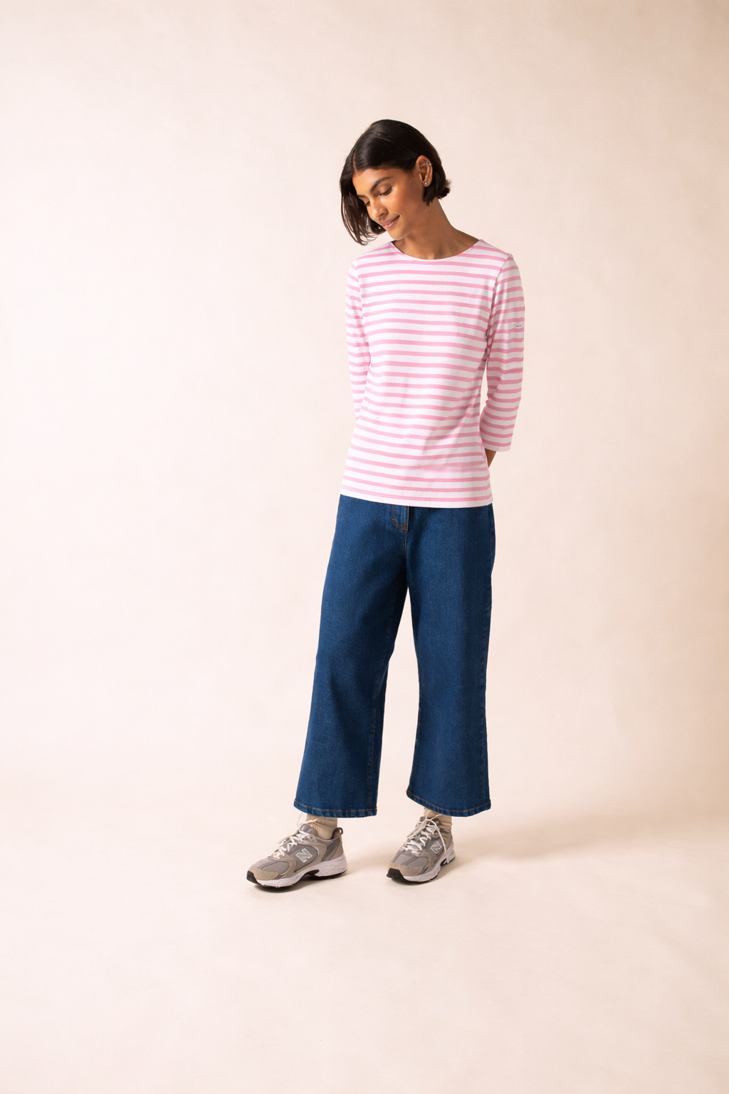 Galathee II Breton Striped Top (WHITE / TEA ROSE PINK)