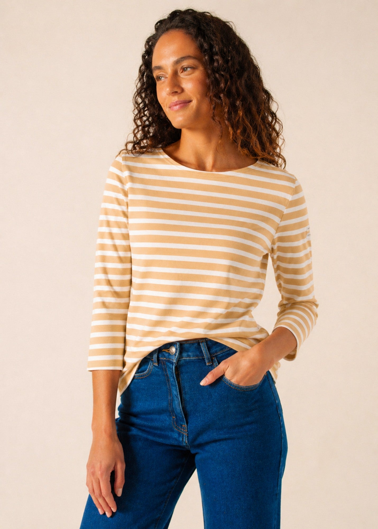 Saint James GALATHEE II Breton Striped Top  (SAIL CANVAS / WHITE)