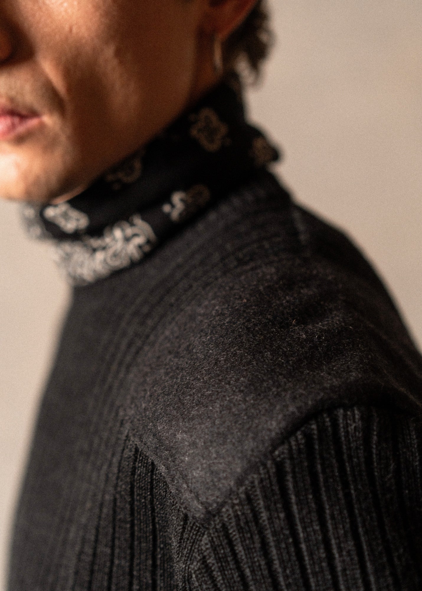 Saint James GOUVERNAIL III -  Military-Style Sweater with Canvas Patches | Wool Blend  (CHARCOAL)