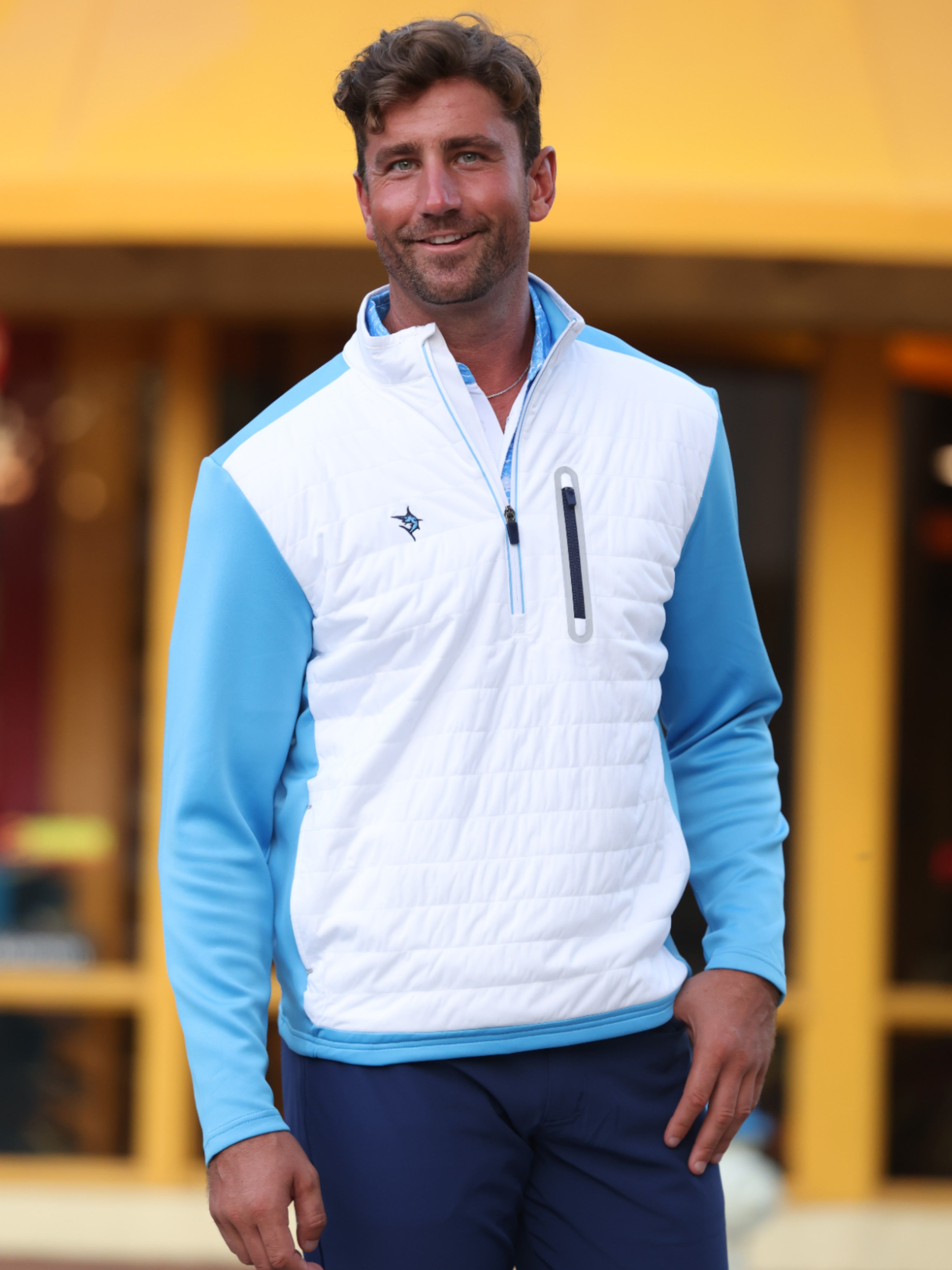 White Water Hampton Pullover, White/Light Blue