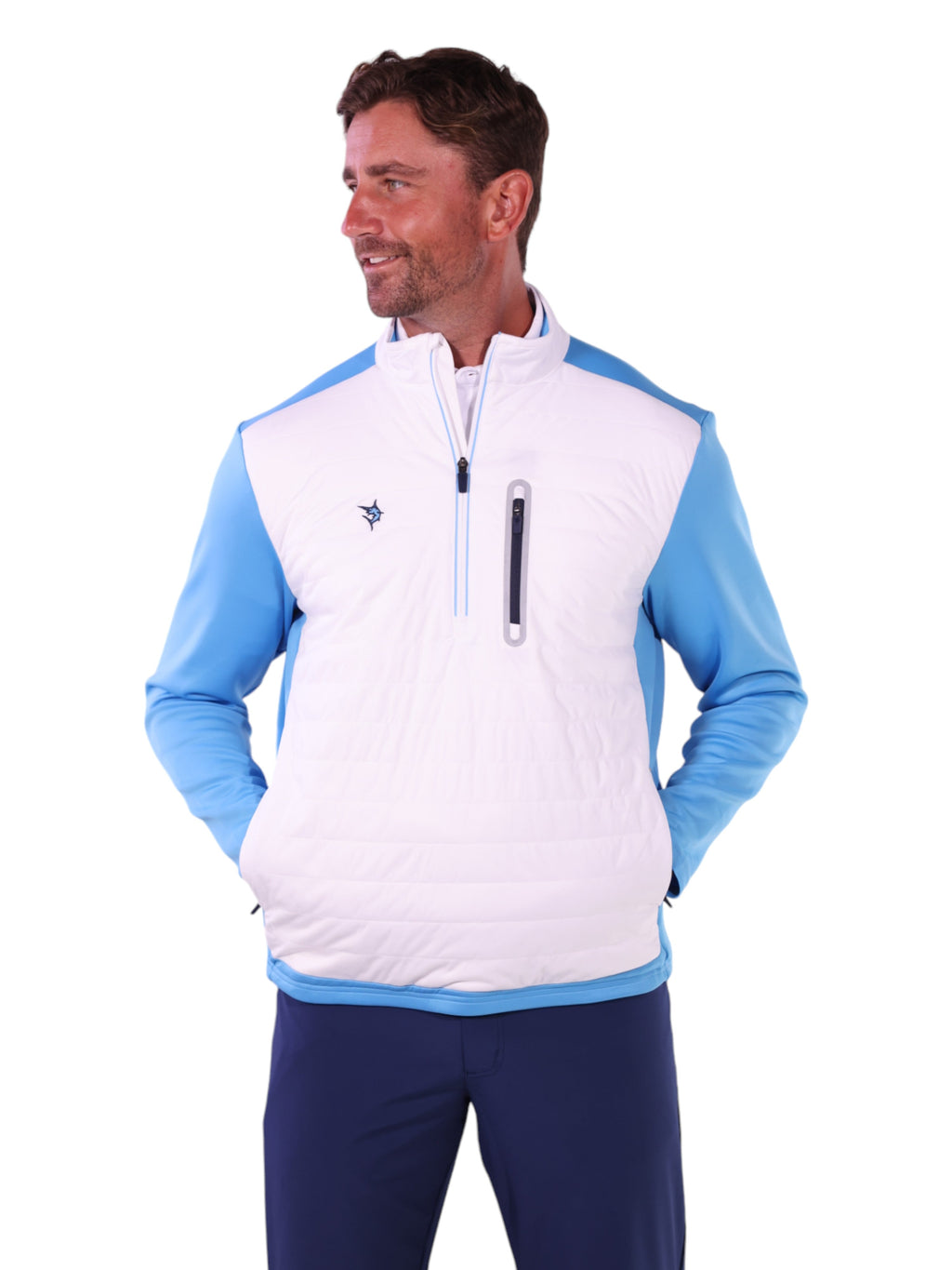 White Water Hampton Pullover, White/Light Blue