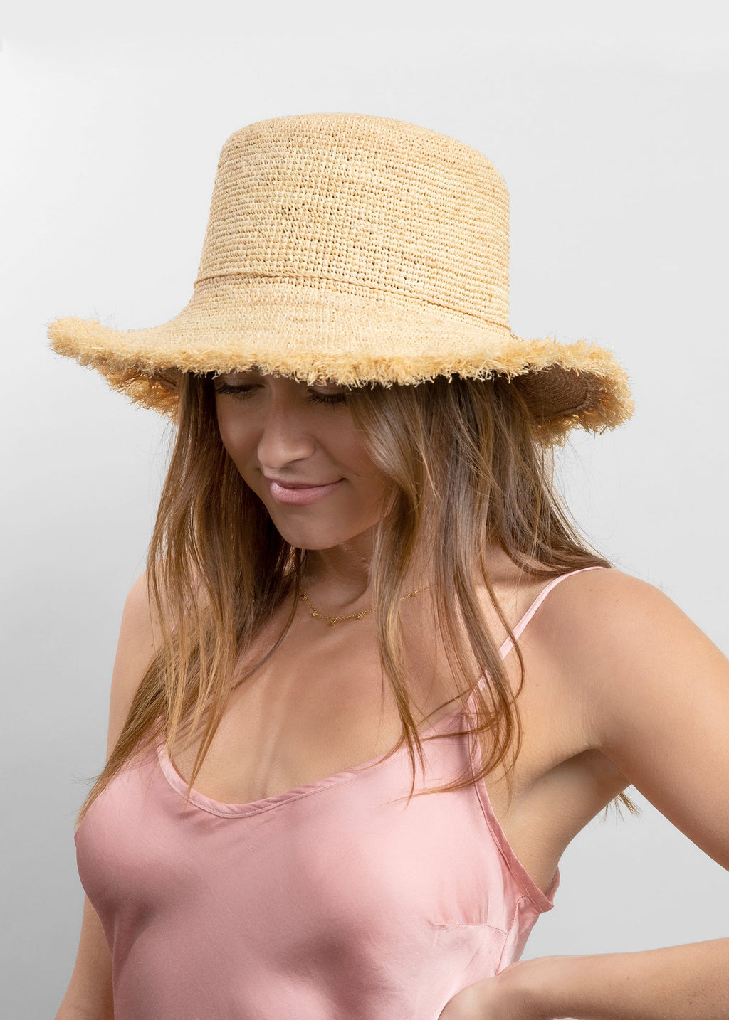 Hat Attack New York Packable Raffia Bucket Hat, Natural