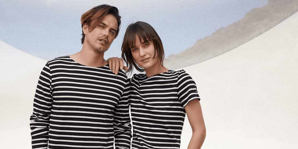 Saint James MINQUIERS MODERN - Authentic Breton Stripe Shirt | Soft Cotton | Men Fit (BLACK / ECRU)