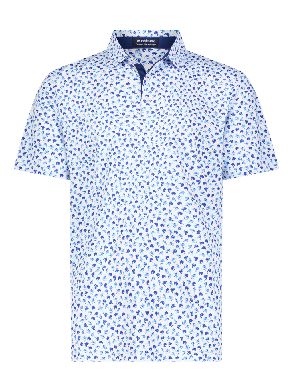White Water Hooked Up Polo, White Navy Light Blue