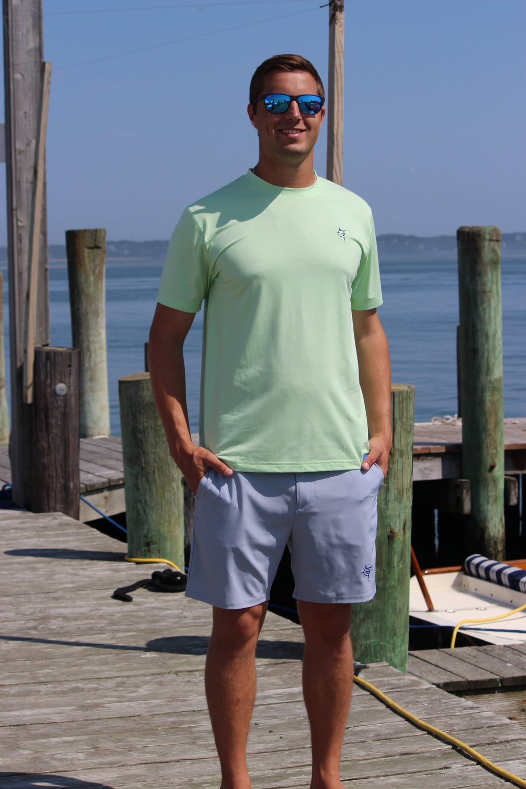 White Water Dockside Performance Tee, Green