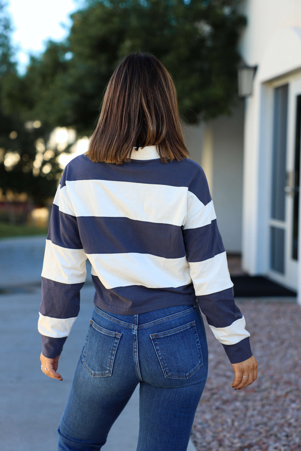 Thread and Supply Navy Stripe Button Up Top - FINAL SALE