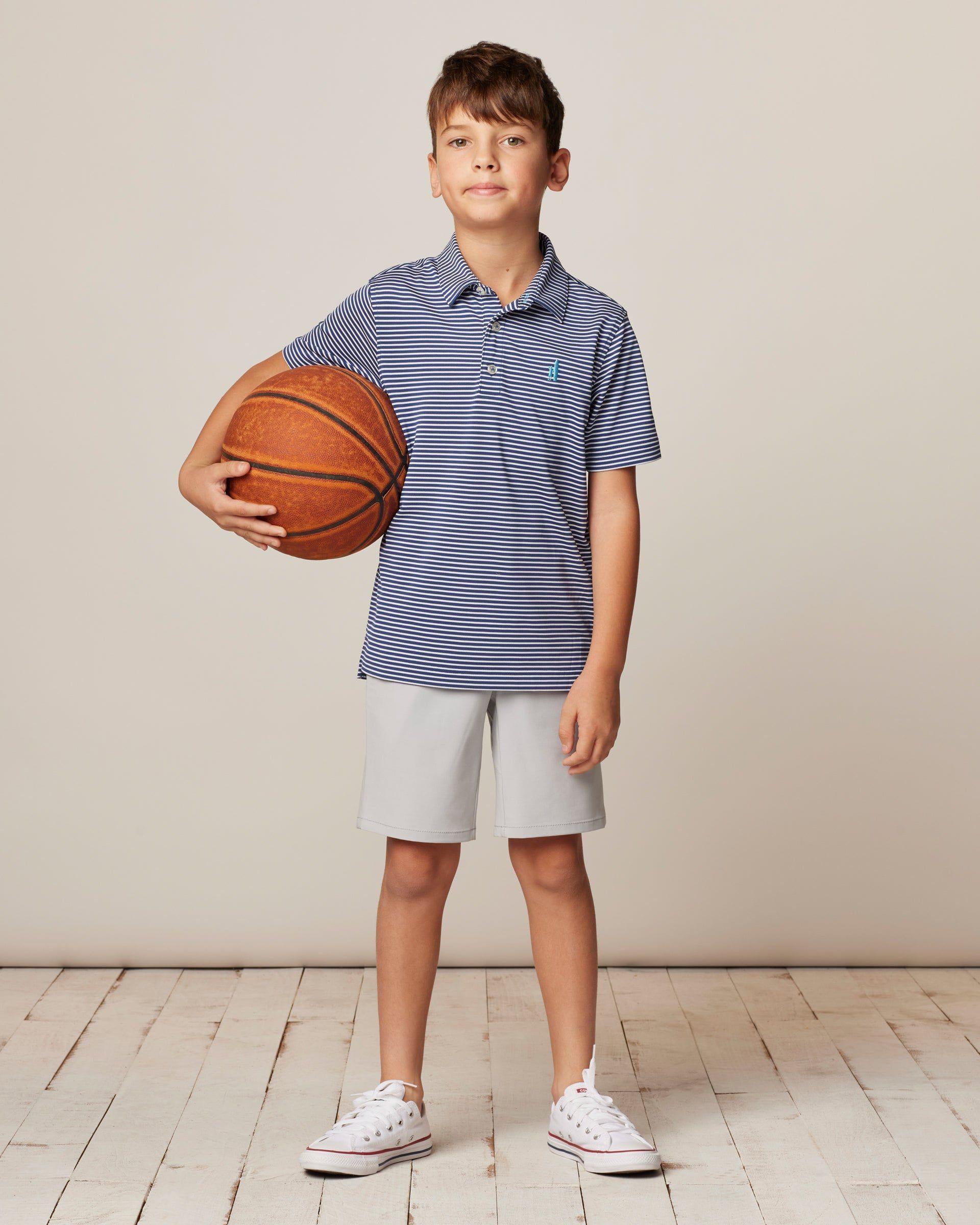 Johnnie-O Performance Mesh Jr. Polo - Hunter Stripe