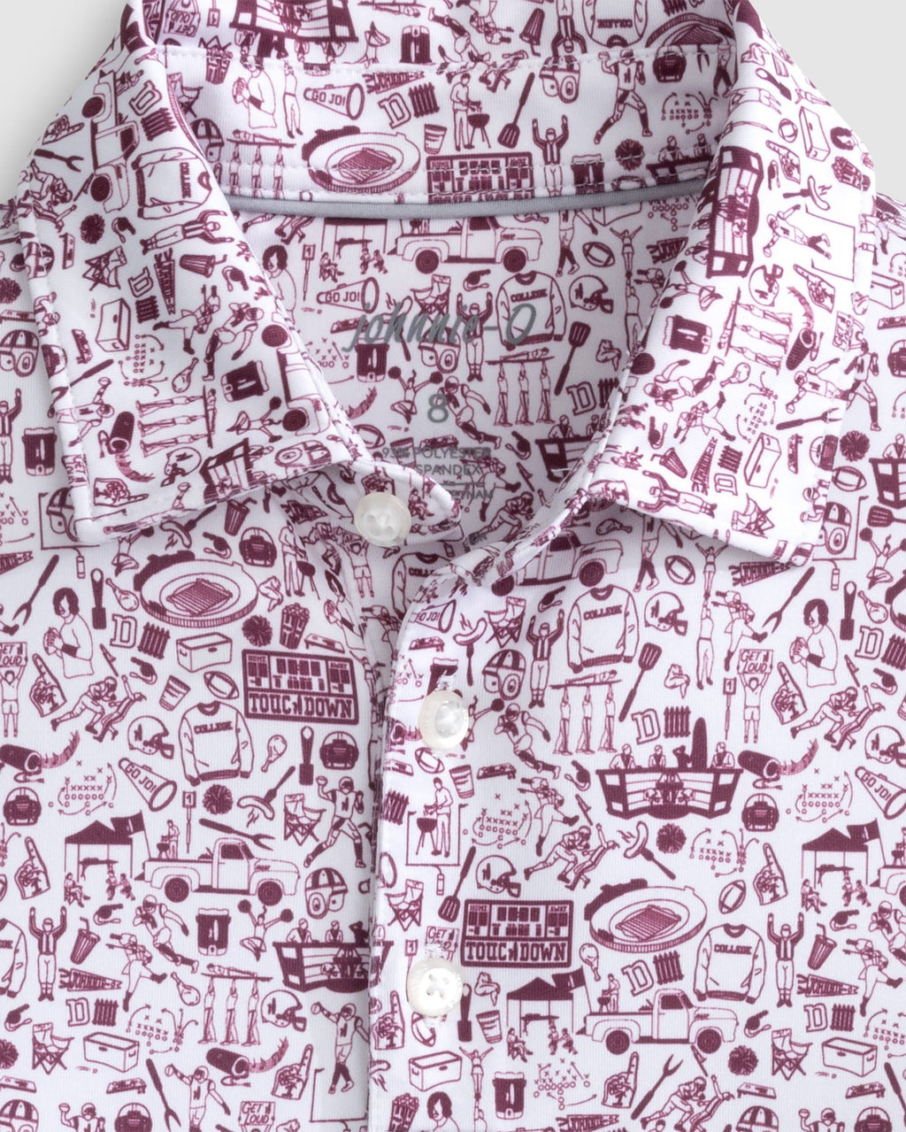 Johnnie-O Tailgater Printed Jersey Performance Polo, Maroon