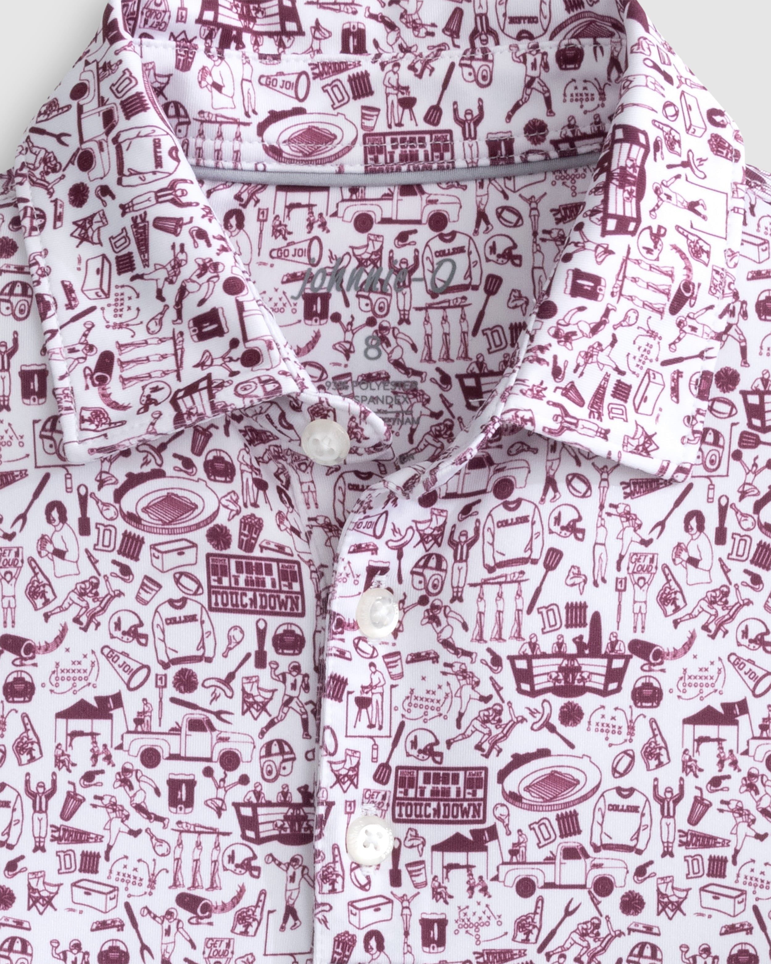 Johnnie-O Tailgater Printed Jersey Performance Polo, Maroon