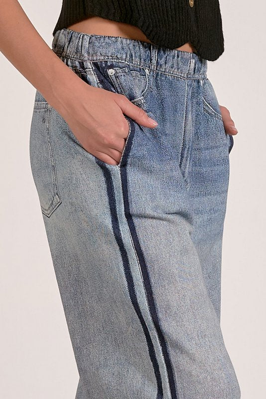 Jojo Denim Track Sweatpants Blue