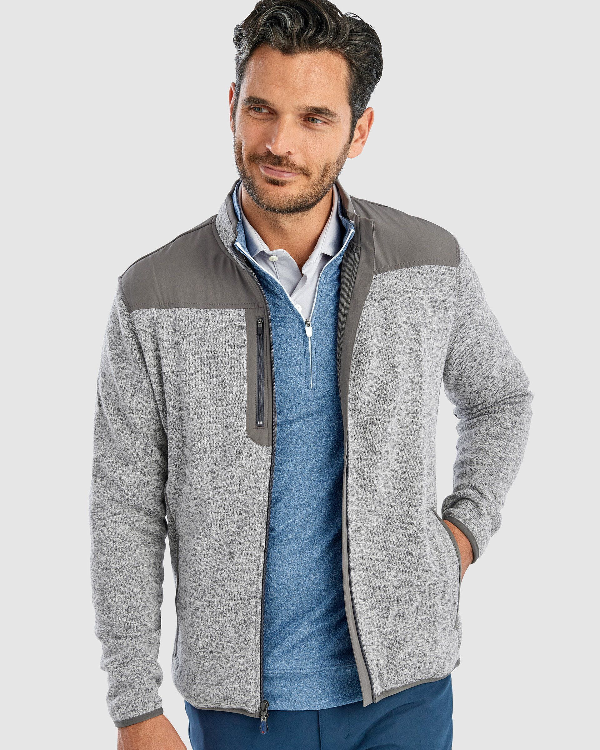 Johnnie-O Arlo Full Zip Fleece Jacket, Indigo