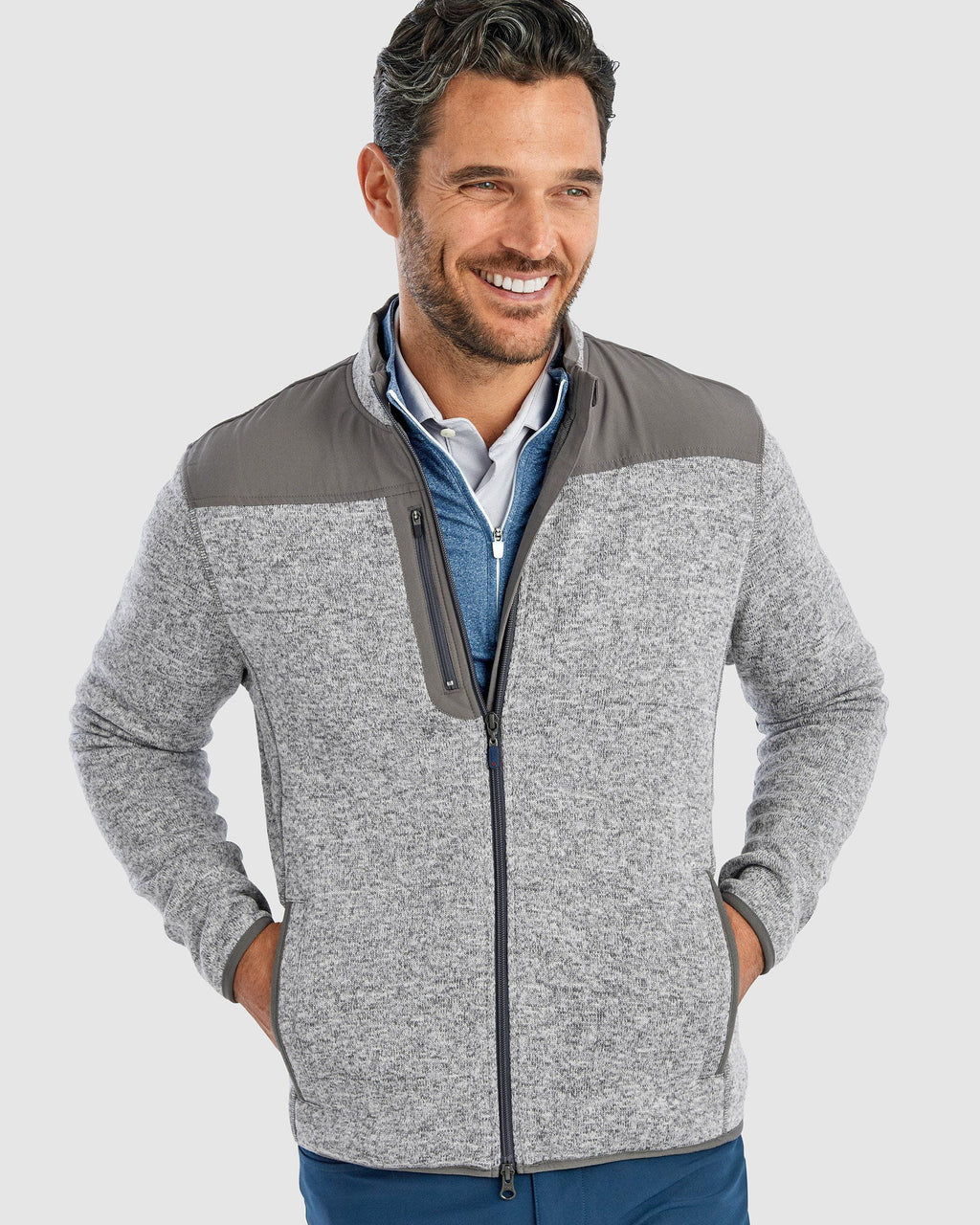 Johnnie-O Arlo Full Zip Fleece Jacket, Indigo