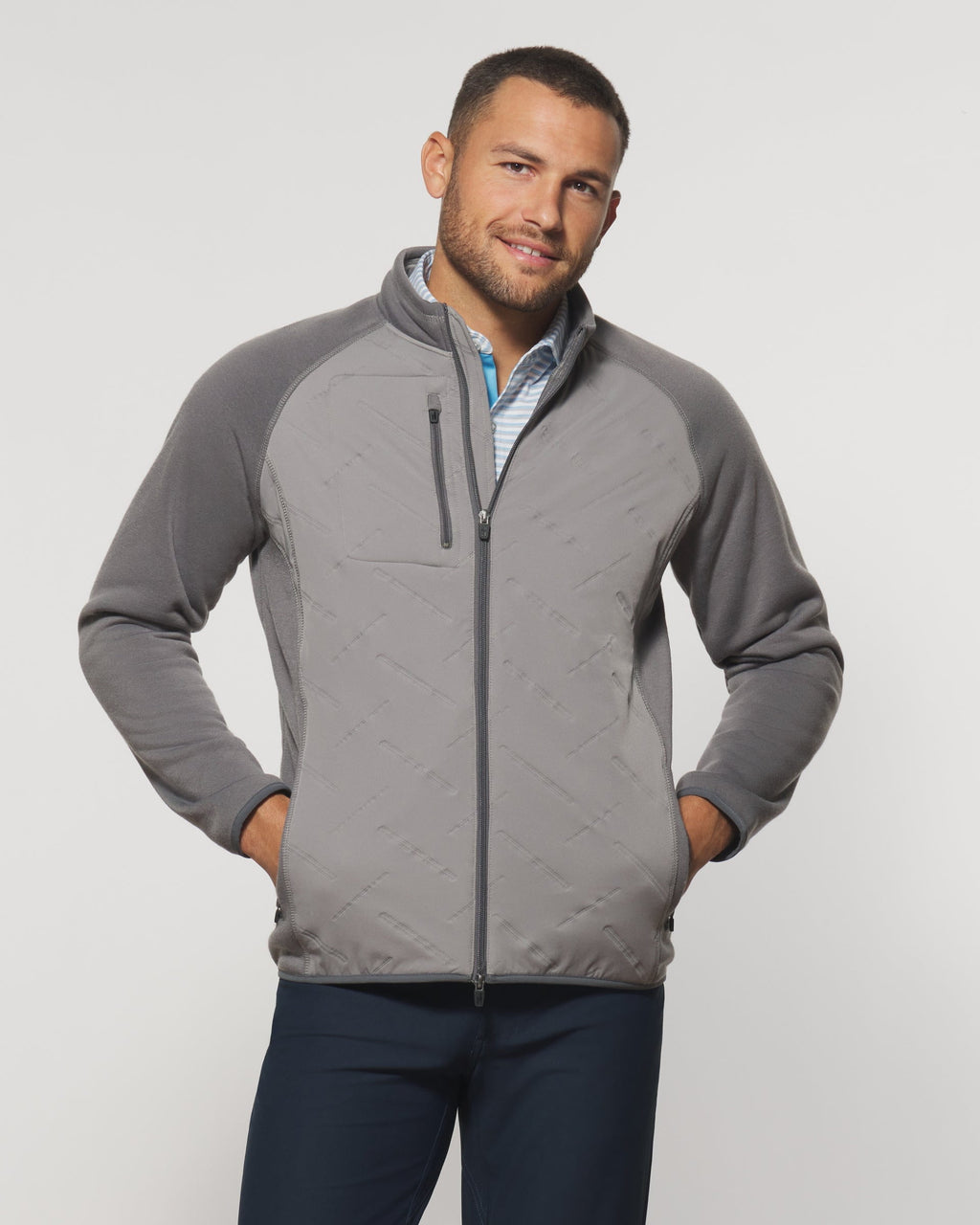 Johnnie-O Mario Mixed Media Jacket Charcoal