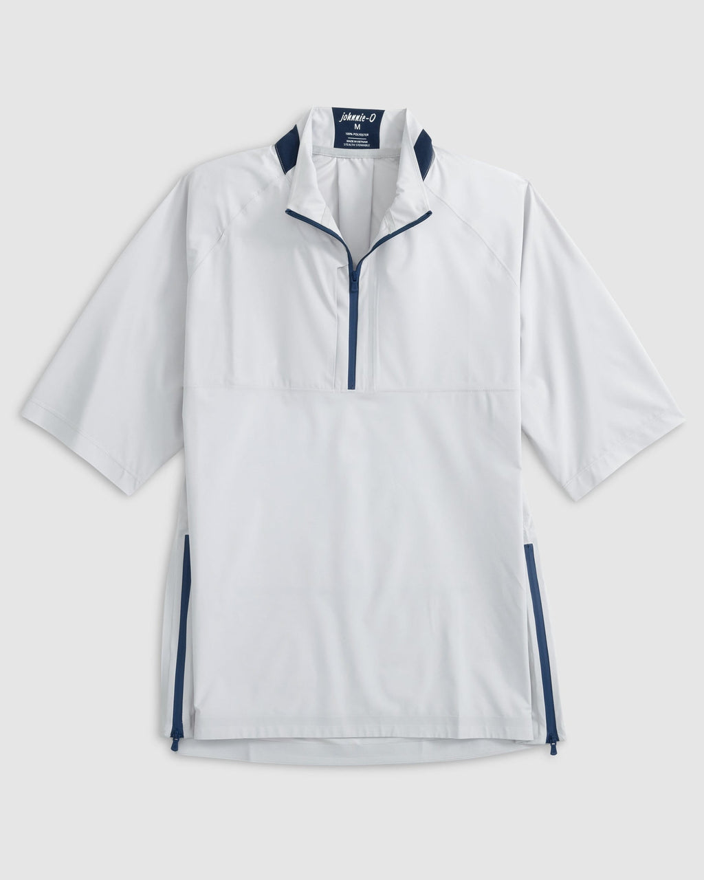 Johnnie-O Stealth Stowable Short Sleeve Rain Jacket, Light Gray