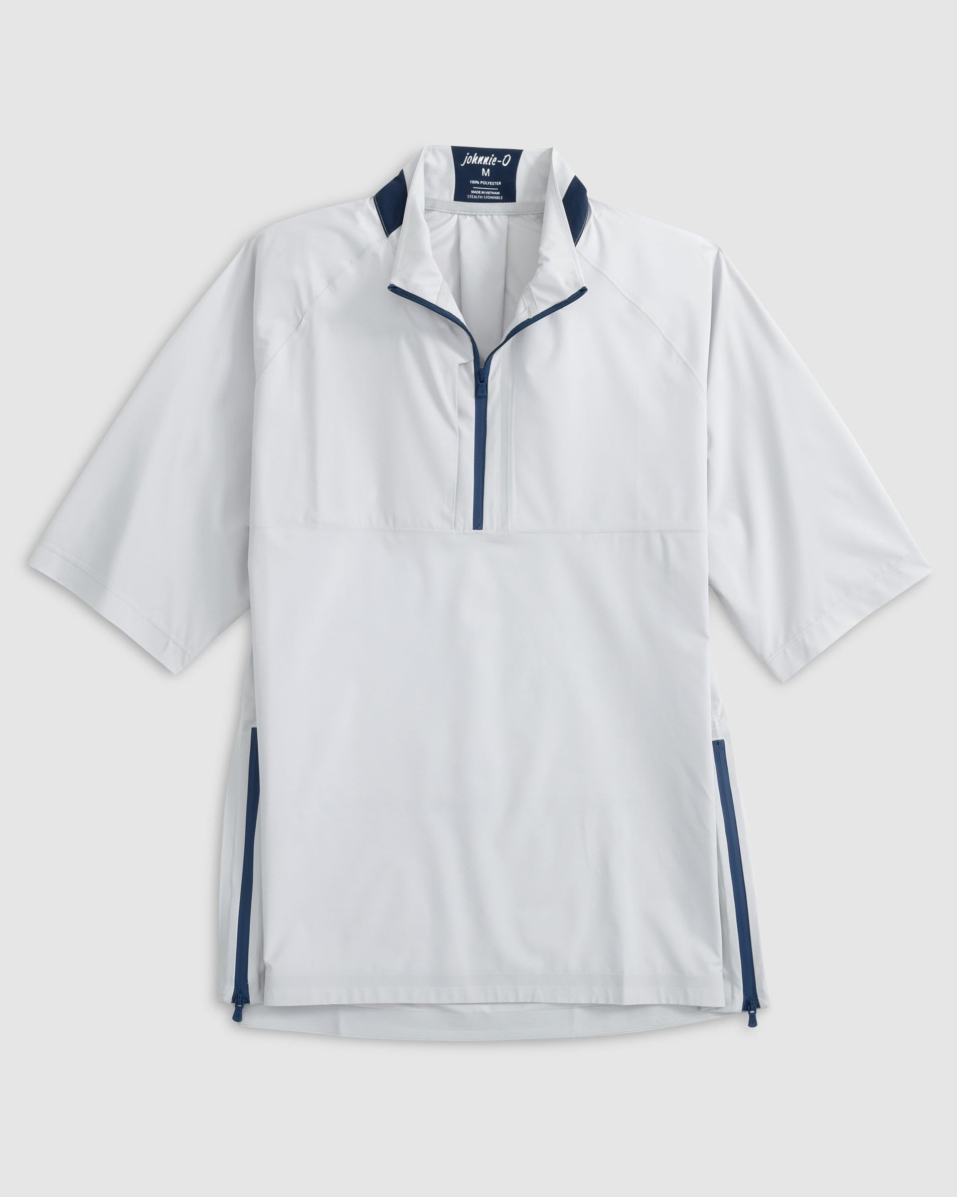 Johnnie-O Stealth Stowable Short Sleeve Rain Jacket, Light Gray