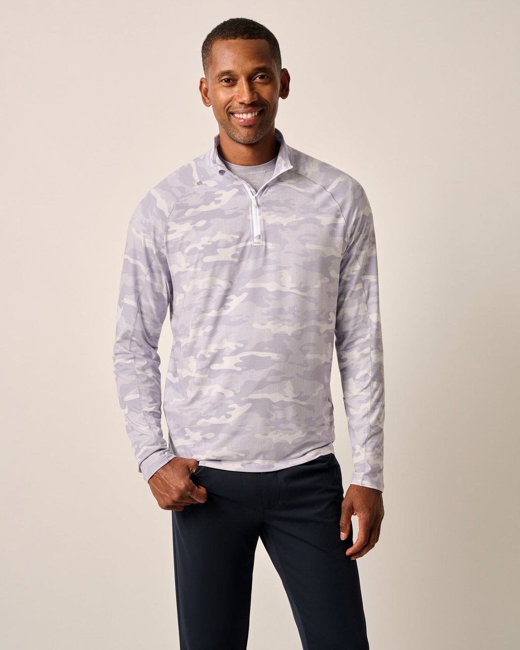 Johnnie-O Patton Performance Camo 1/4 Zip Pullover, White