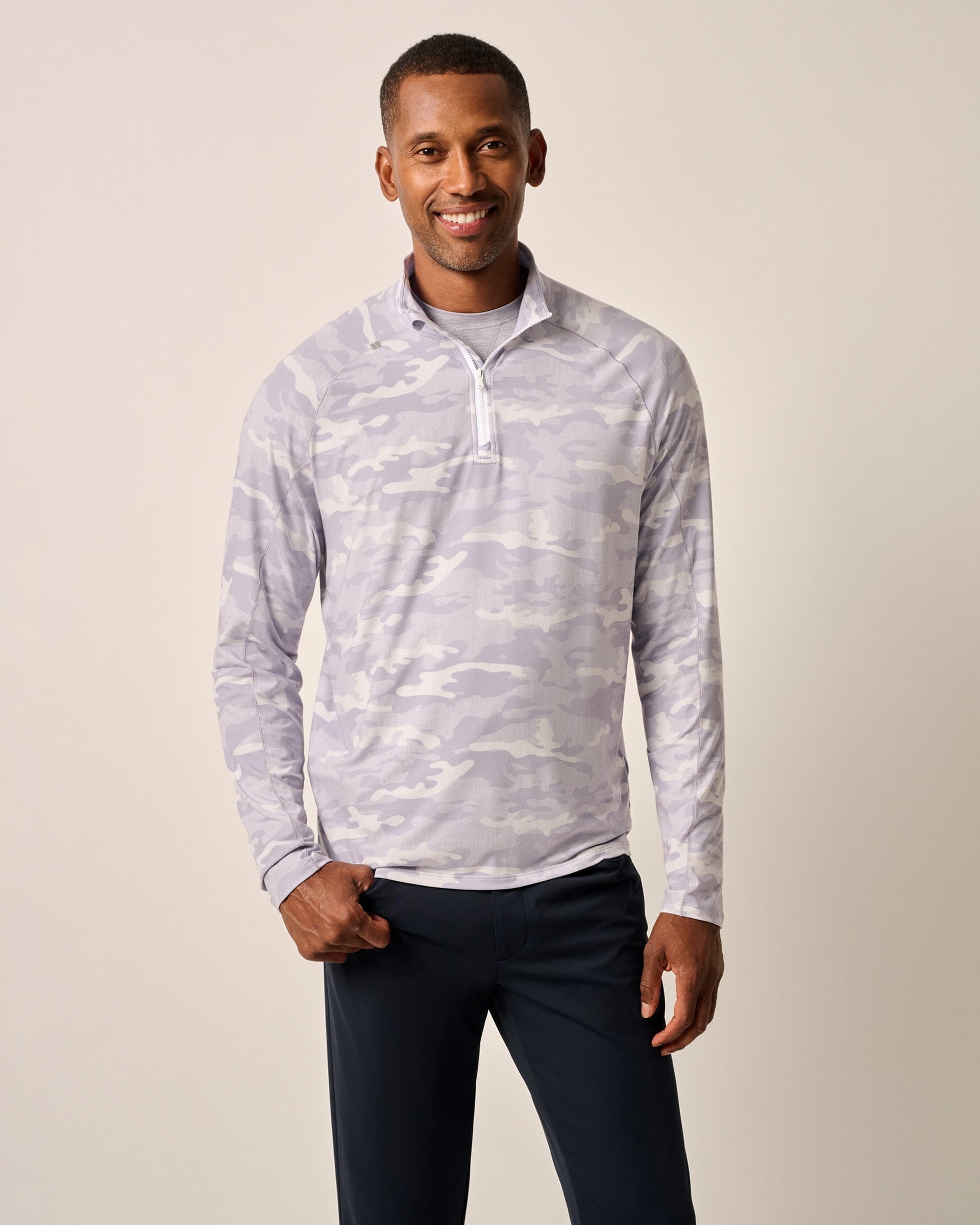 Johnnie-O Patton Performance Camo 1/4 Zip Pullover, White