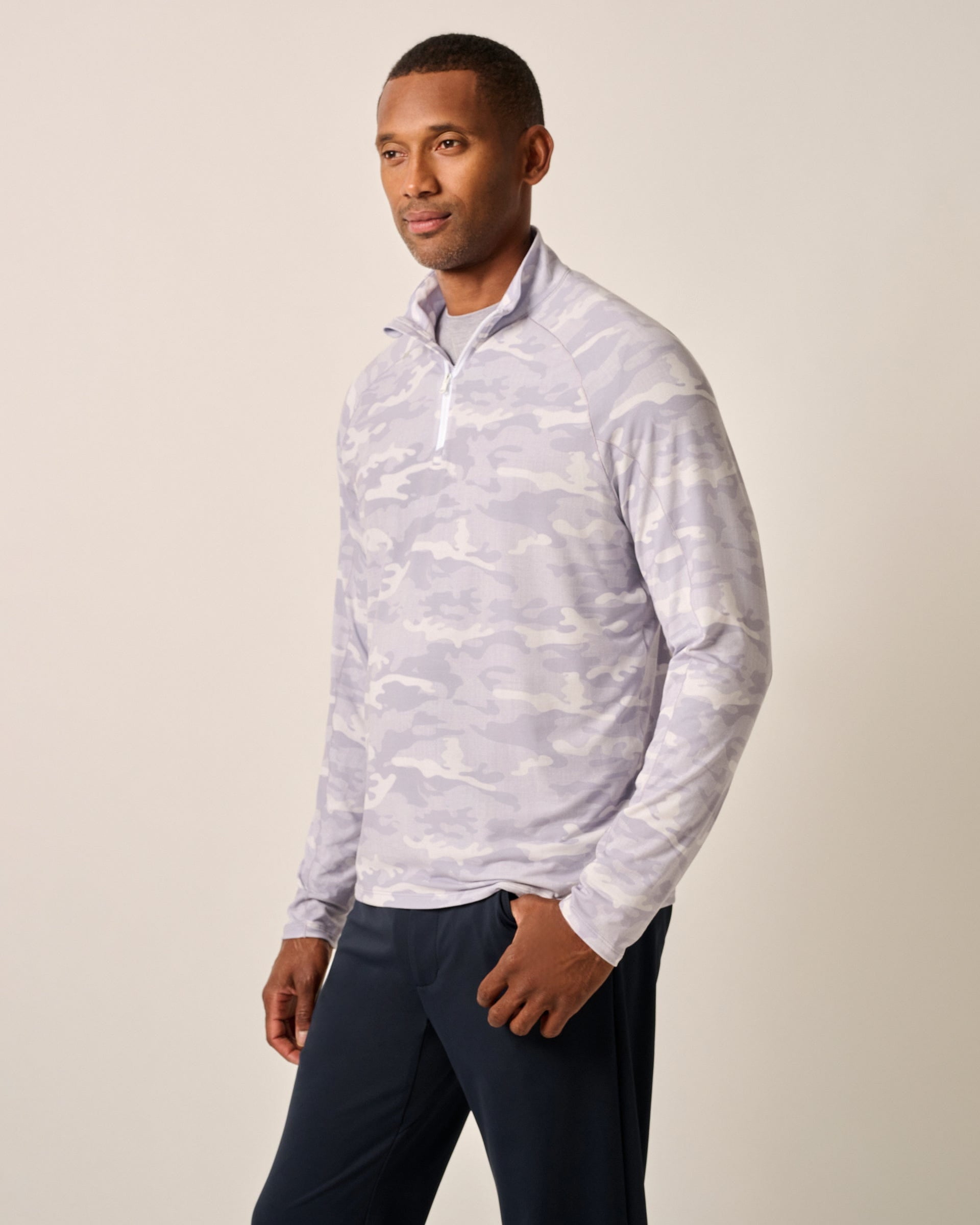 Johnnie-O Patton Performance Camo 1/4 Zip Pullover, White