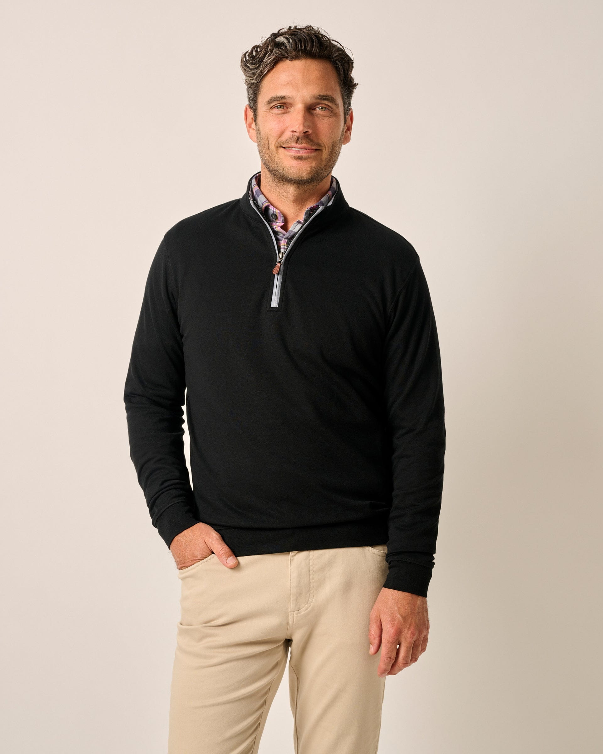 Johnnie-O Sully 1/4 Zip Pullover, Black