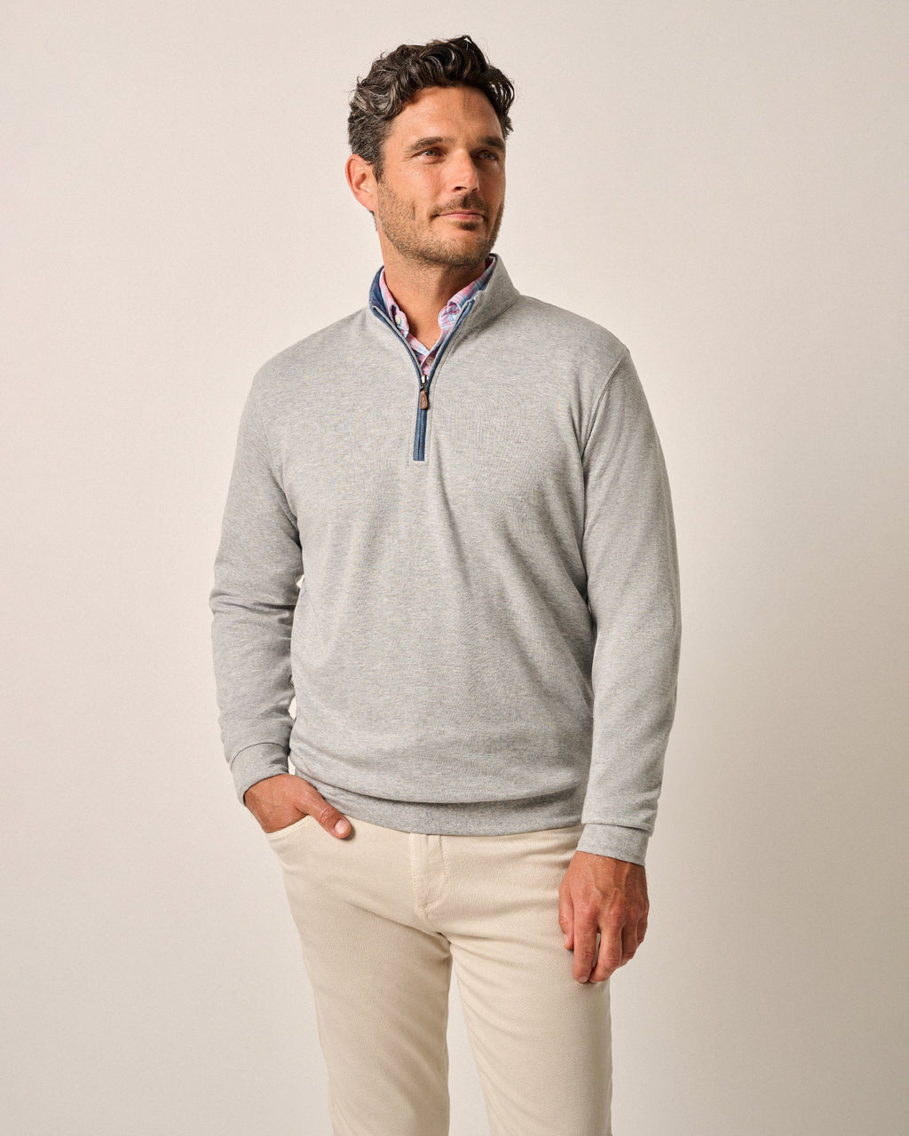 Johnnie-O Sully 1/4 Zip Pullover, Light Gray