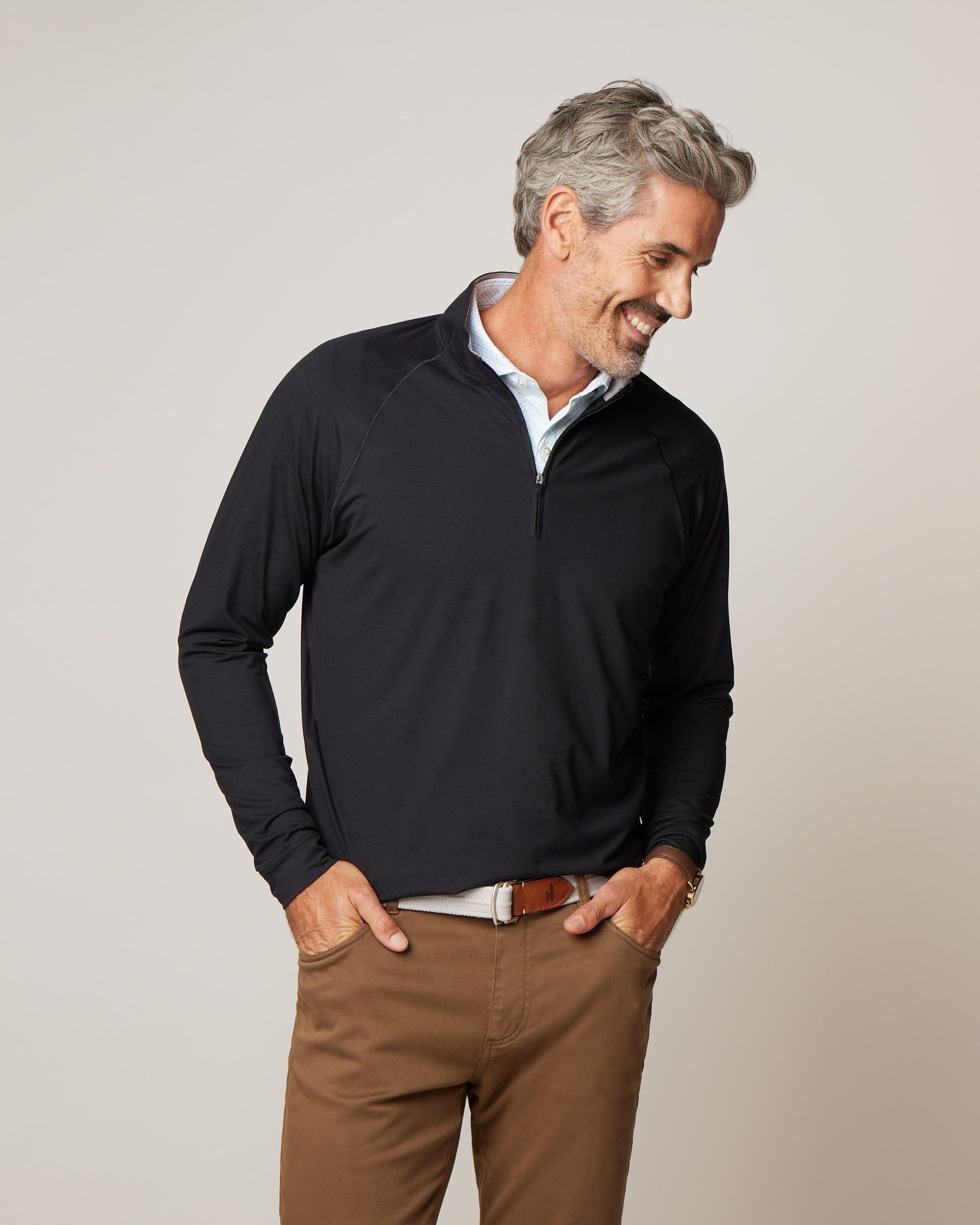 Johnnie-O Freeborne Performance 1/4 Zip Pullover, Black