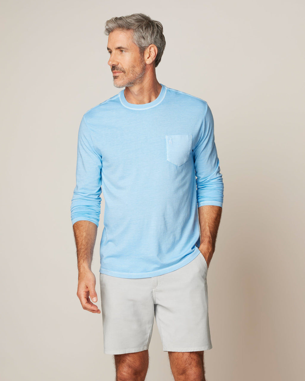 Johnnie-O Brennan Long Sleeve Cotton Blend T-Shirt, Maliblu