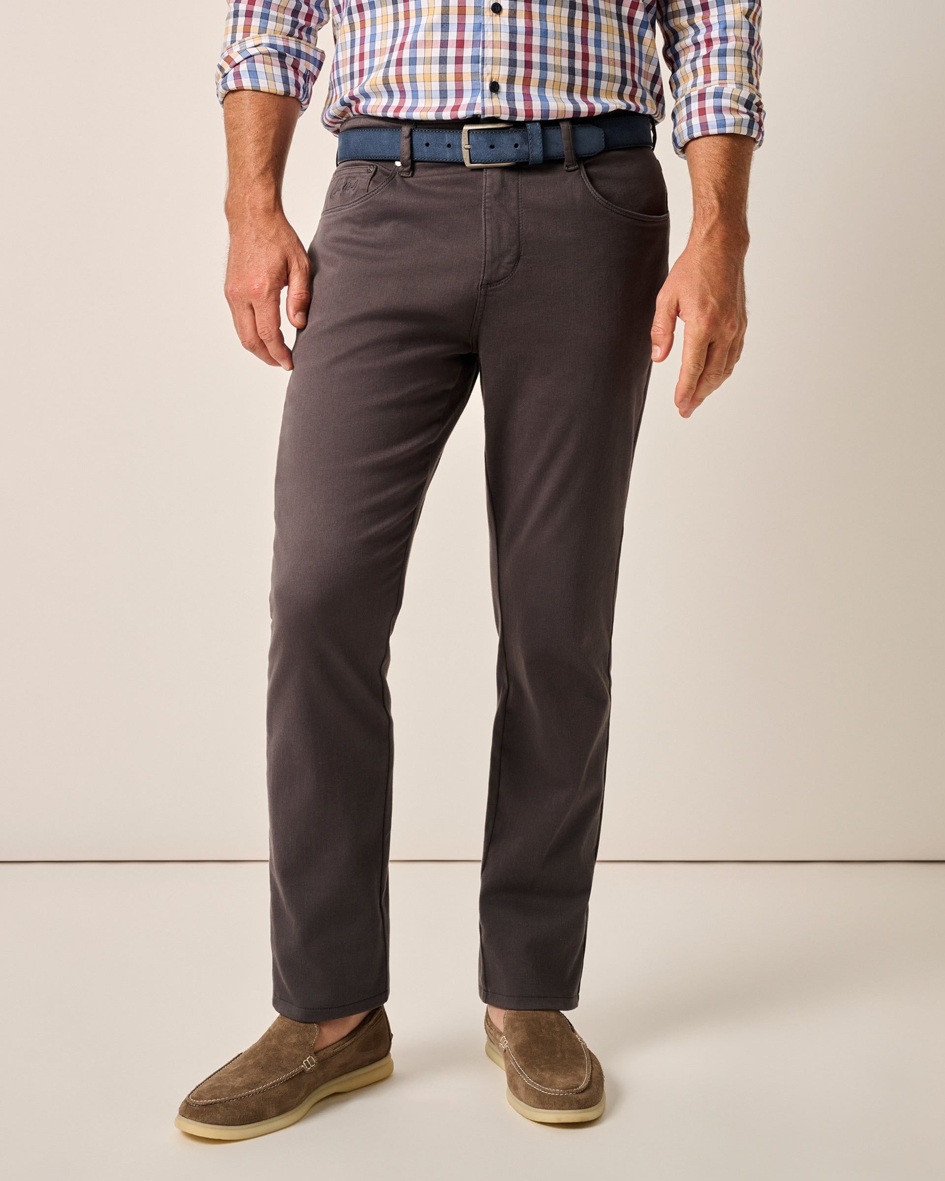 Johnnie-O Newport 5-Pocket Cotton Pants, Charcoal