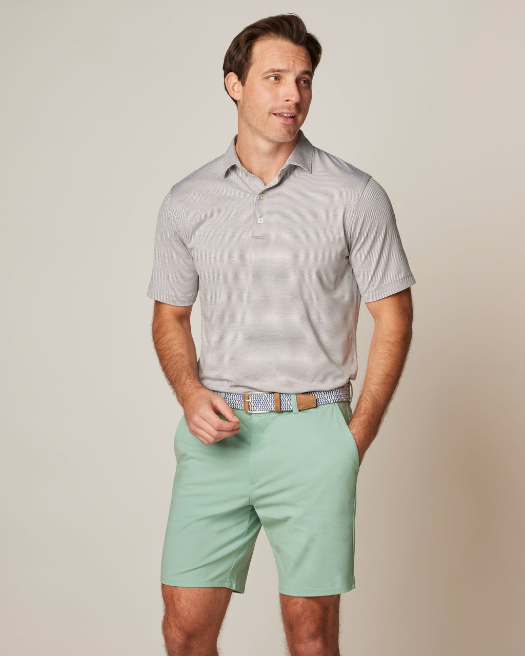 Johnnie-O Performance Jersey Polo - Lyndonn Stripe, Gulf Blue