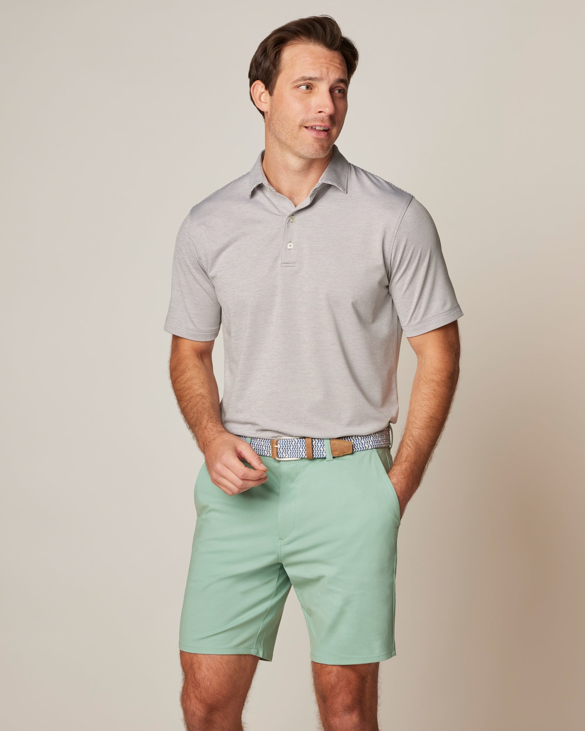 Johnnie-O Performance Jersey Polo - Lyndonn Stripe, Gulf Blue