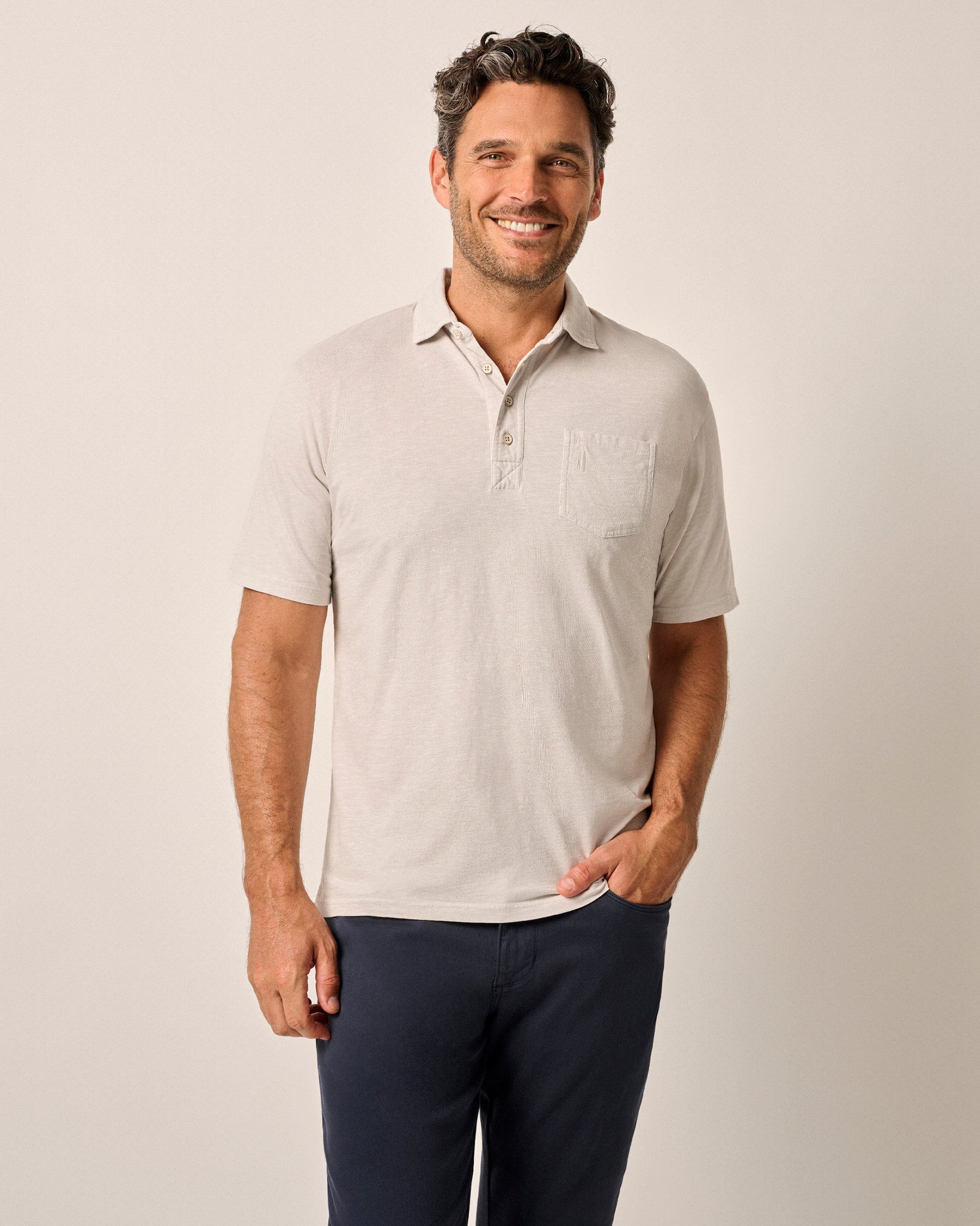 Johnnie-O Original 4-Button Polo - Coastal Wash, Light Gray