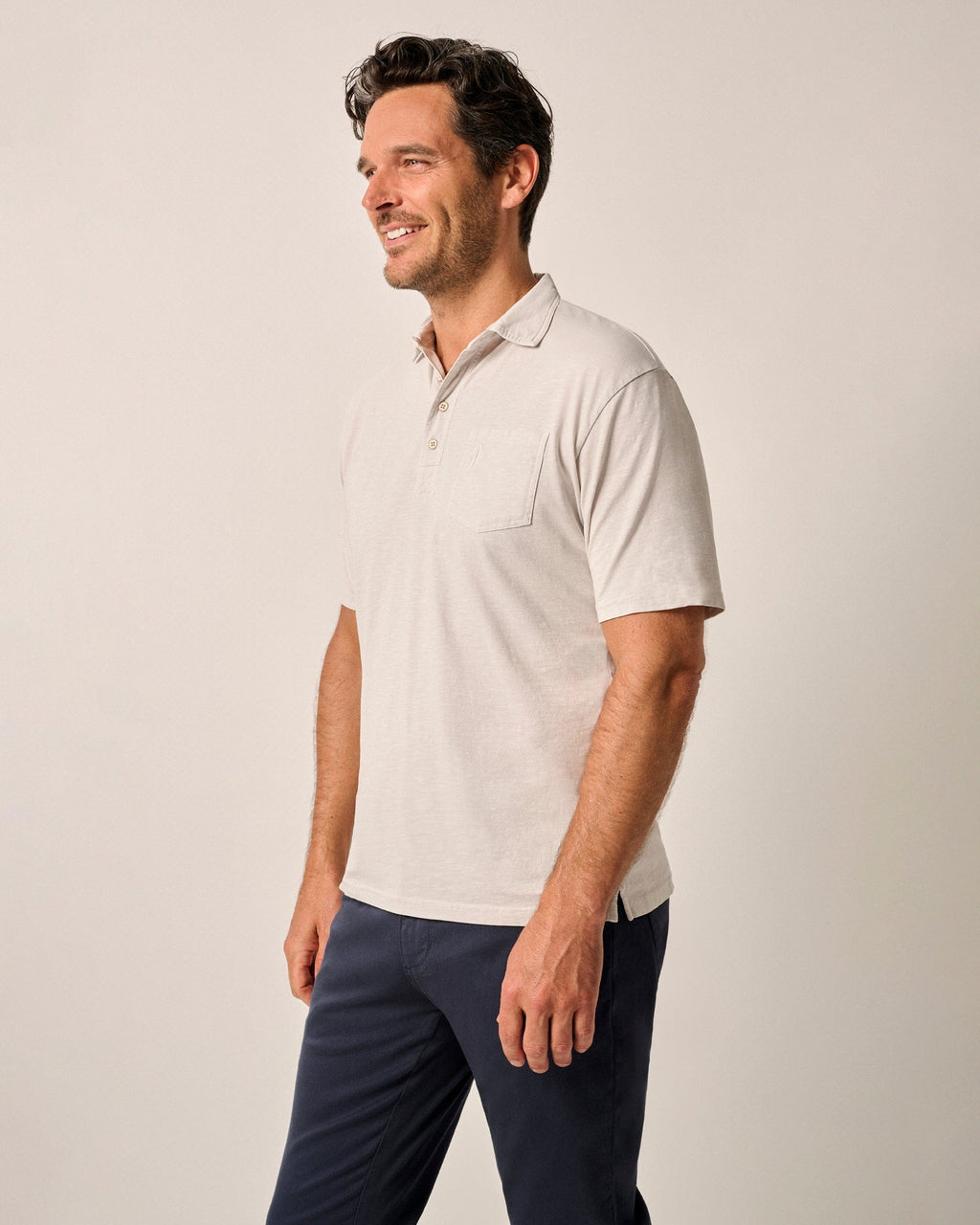 Johnnie-O Original 4-Button Polo - Coastal Wash, Light Gray