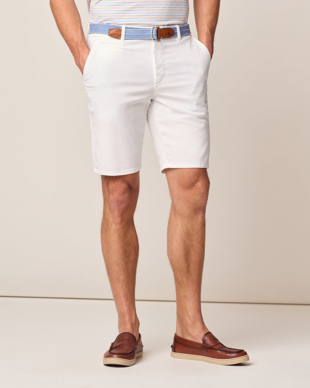 Johnnie-O Nassau Cotton Blend Shorts, White