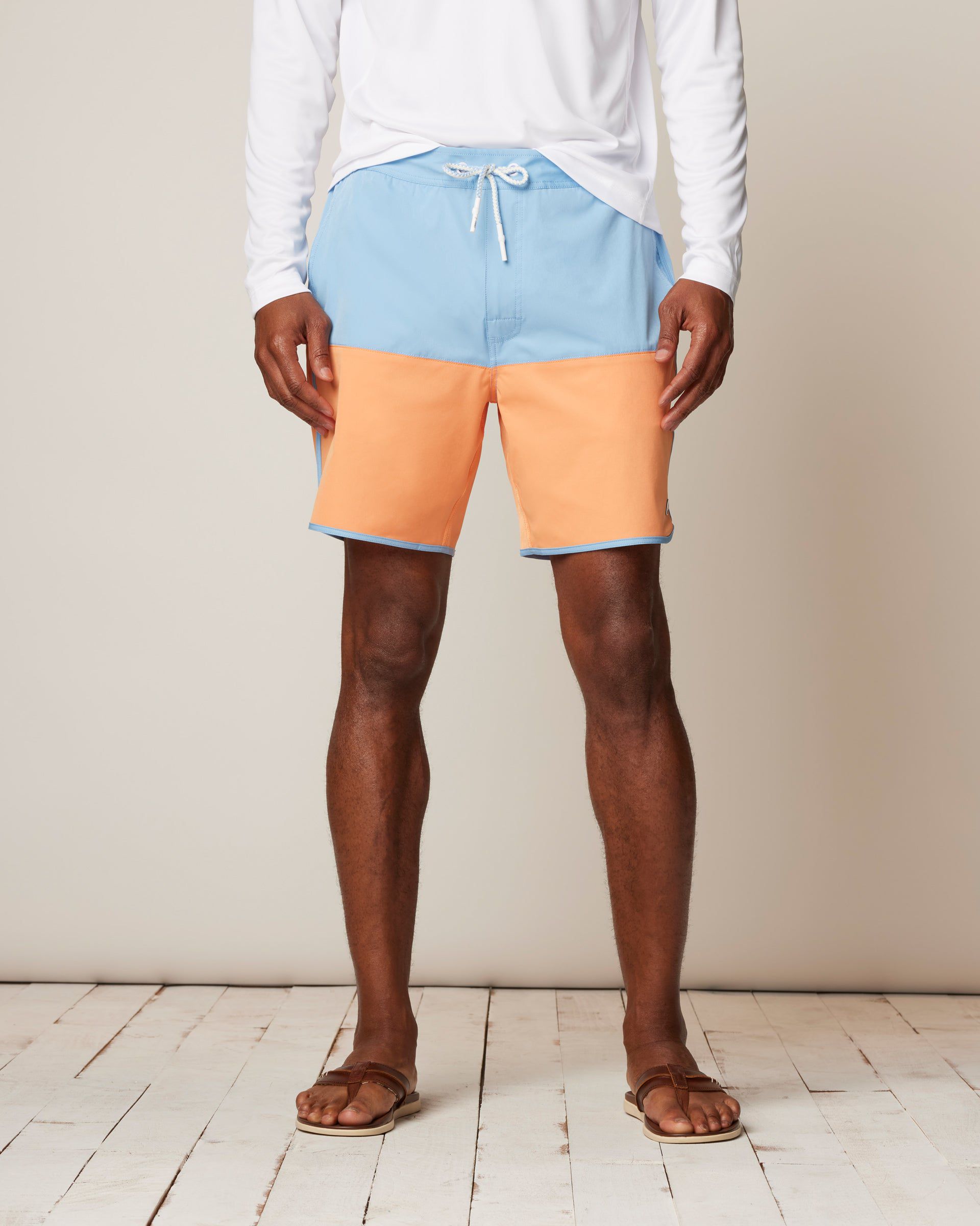 Johnnie-O Tully Half Elastic 7" Surf Shorts - Scalloped Hem