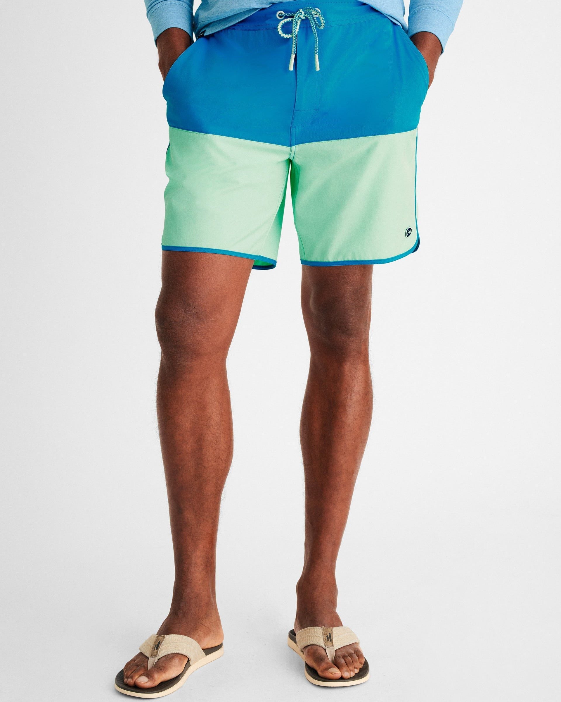 Johnnie-O Tully Half Elastic 7" Surf Shorts - Scalloped Hem