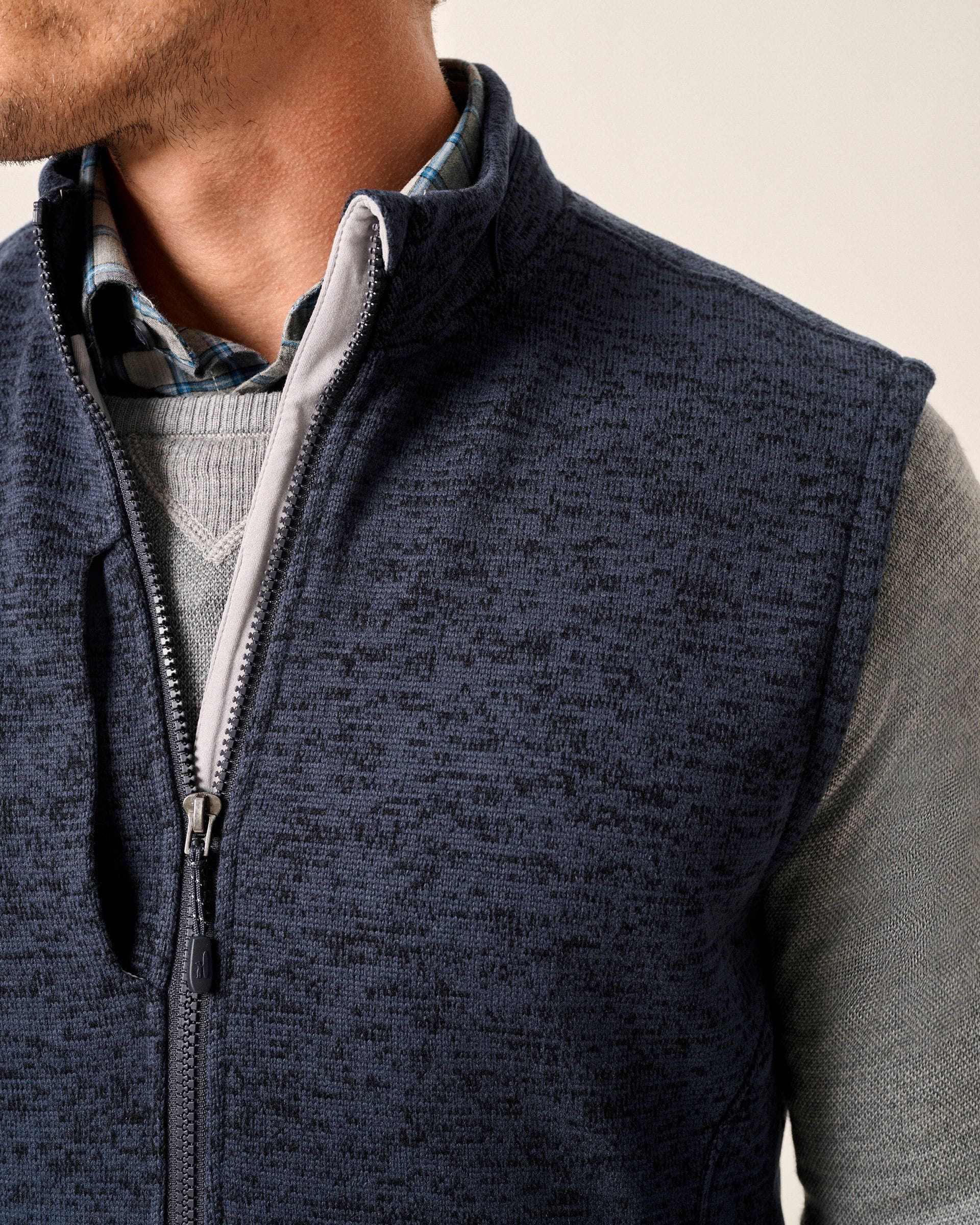Johnnie-O Denalis Double-Zip Fleece Vest, Navy