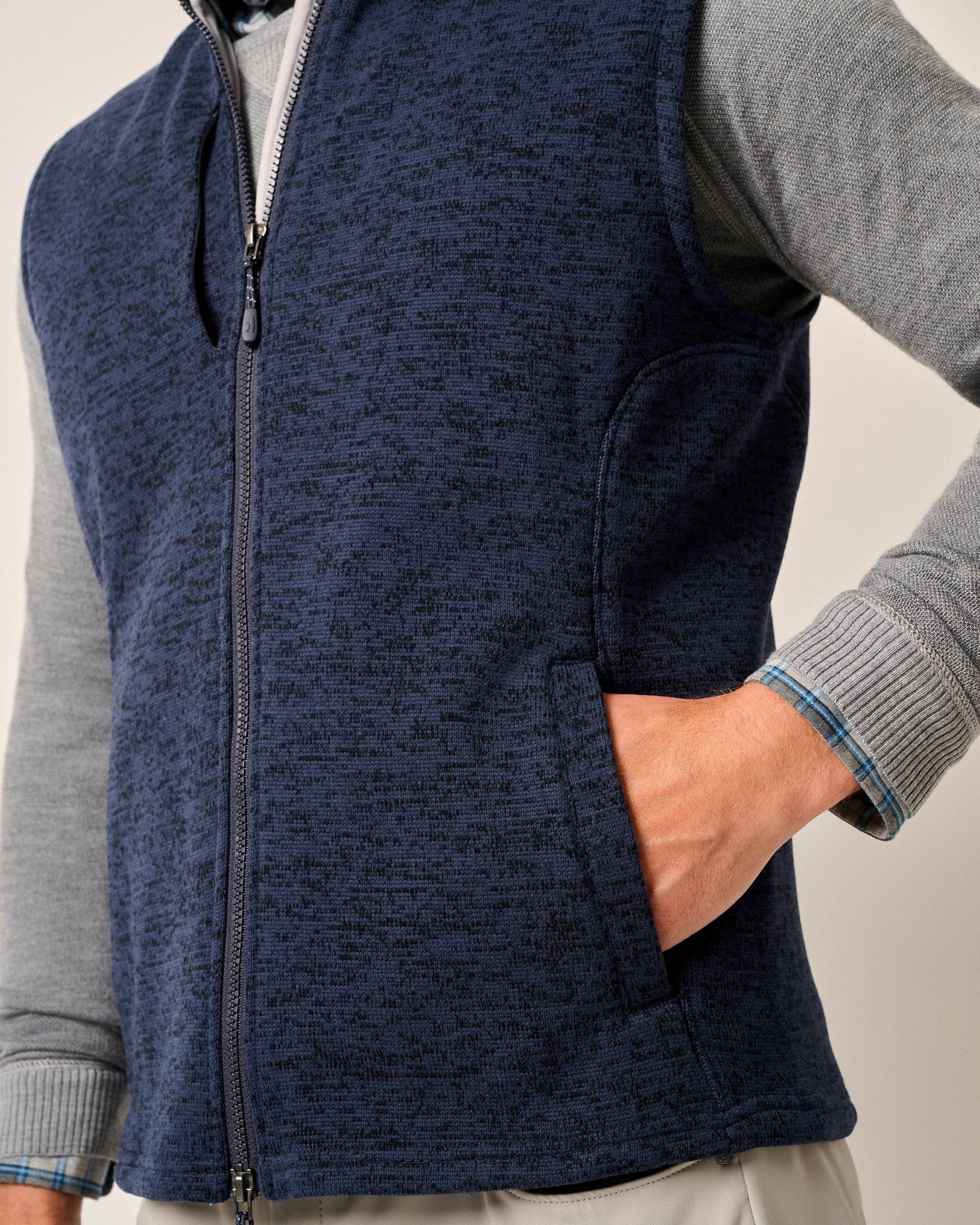 Johnnie-O Denalis Double-Zip Fleece Vest, Navy