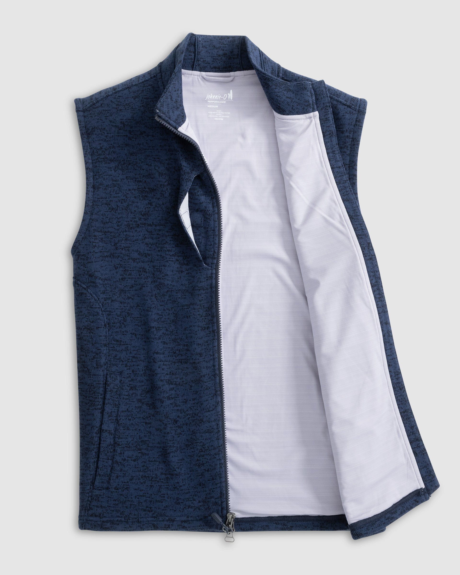 Johnnie-O Denalis Double-Zip Fleece Vest, Navy