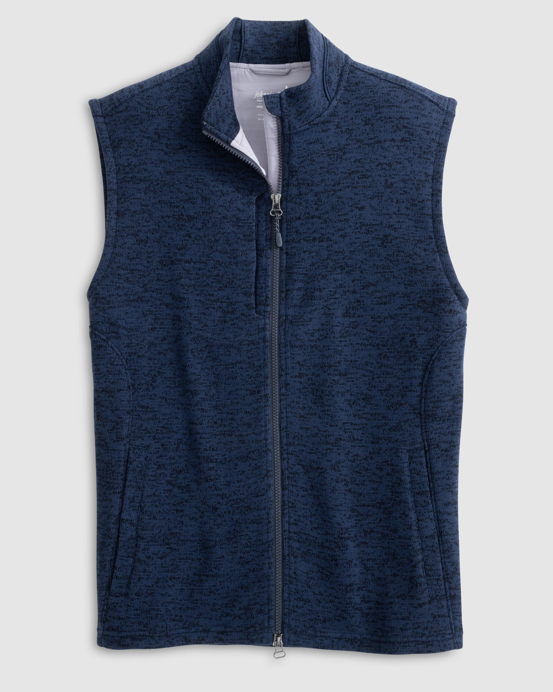 Johnnie-O Denalis Double-Zip Fleece Vest, Navy