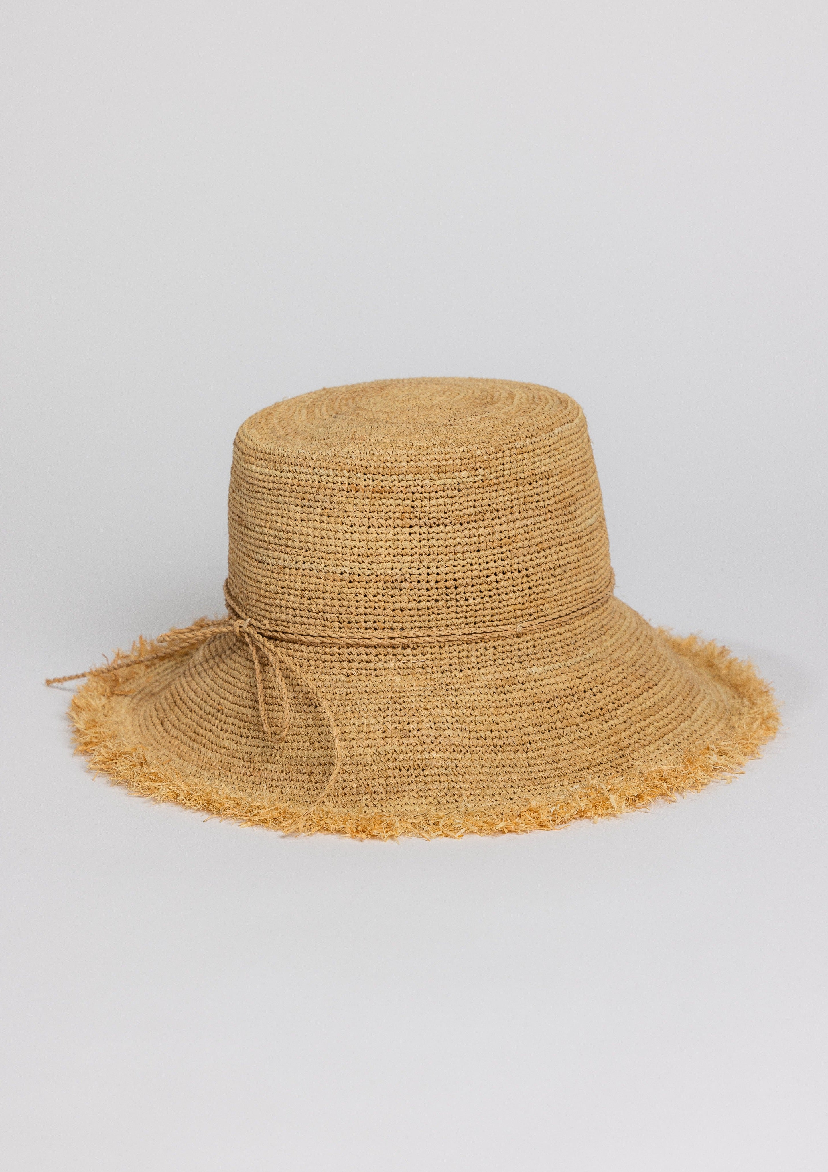 Hat Attack New York Packable Raffia Bucket Hat, Natural