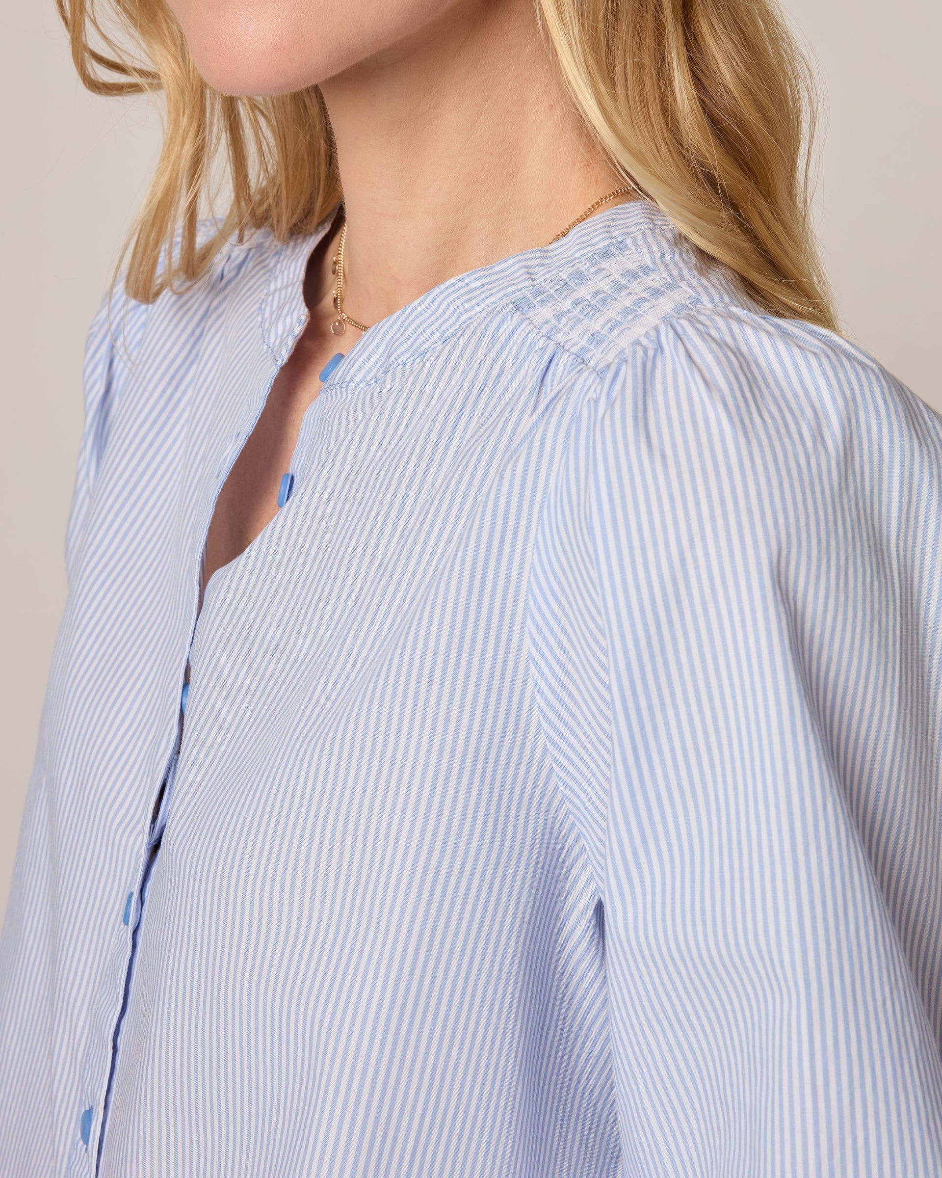 Johnnie-O Blair Cotton Button Down Smock Blouse